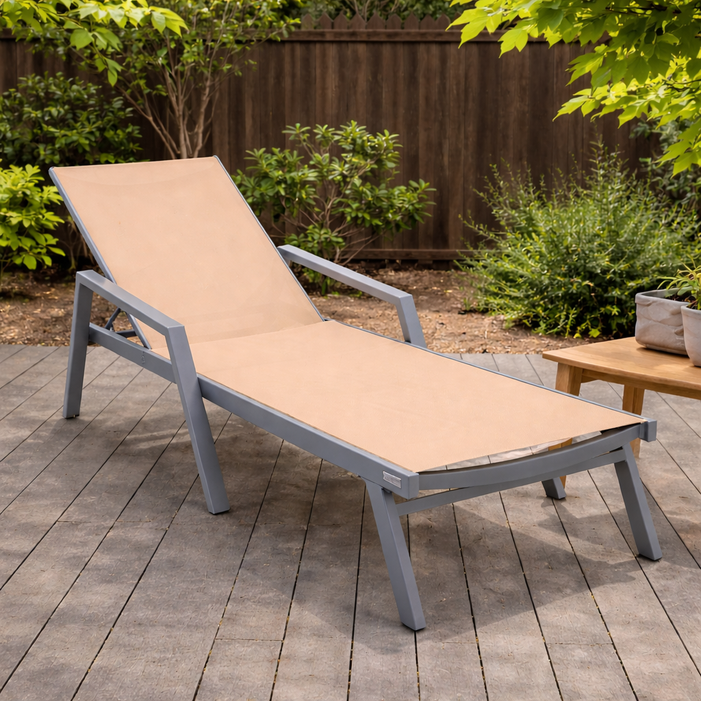Marlin Aluminum Outdoor Chaise Lounge Chair with Sling Fabric Seat
