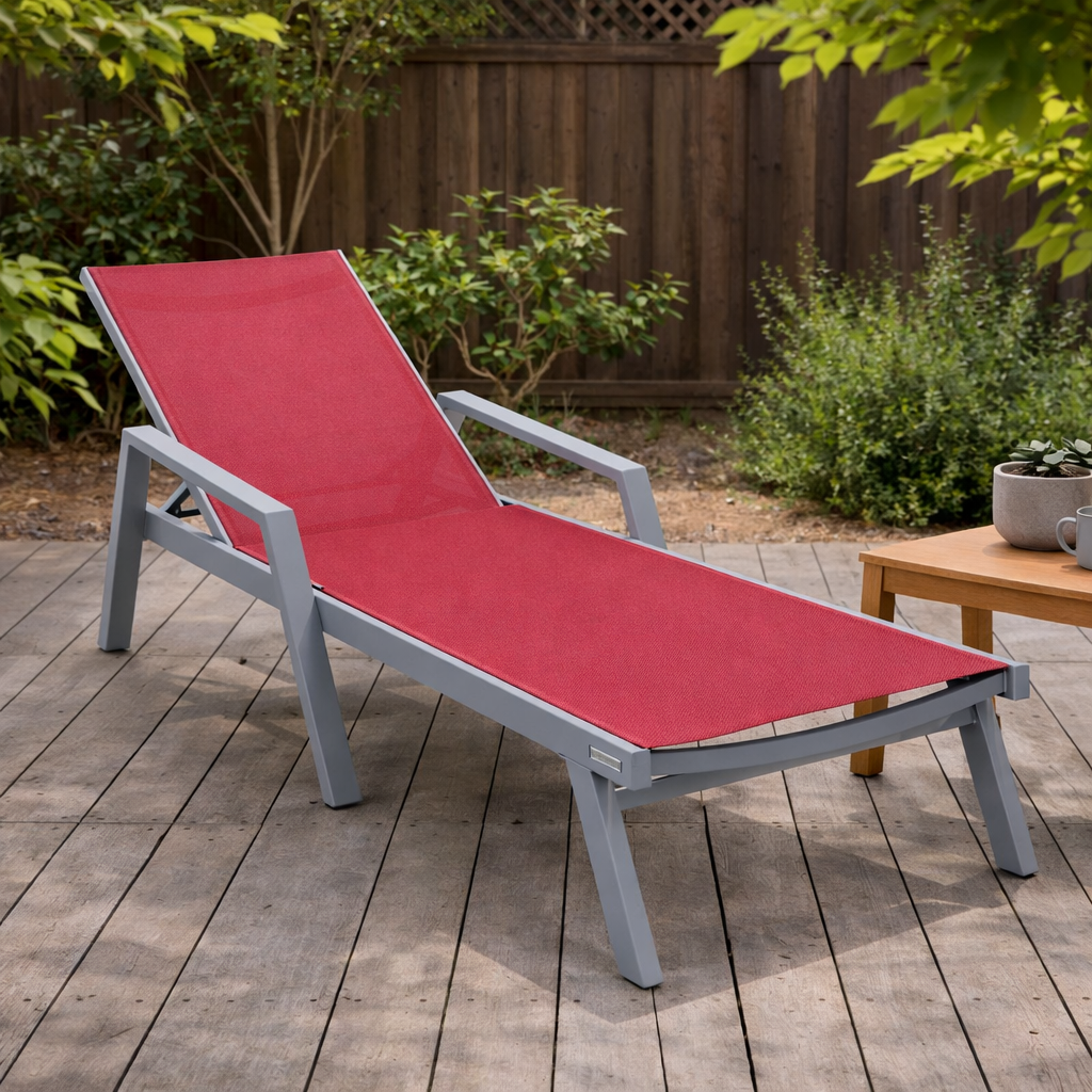 Marlin Aluminum Outdoor Chaise Lounge Chair with Sling Fabric Seat