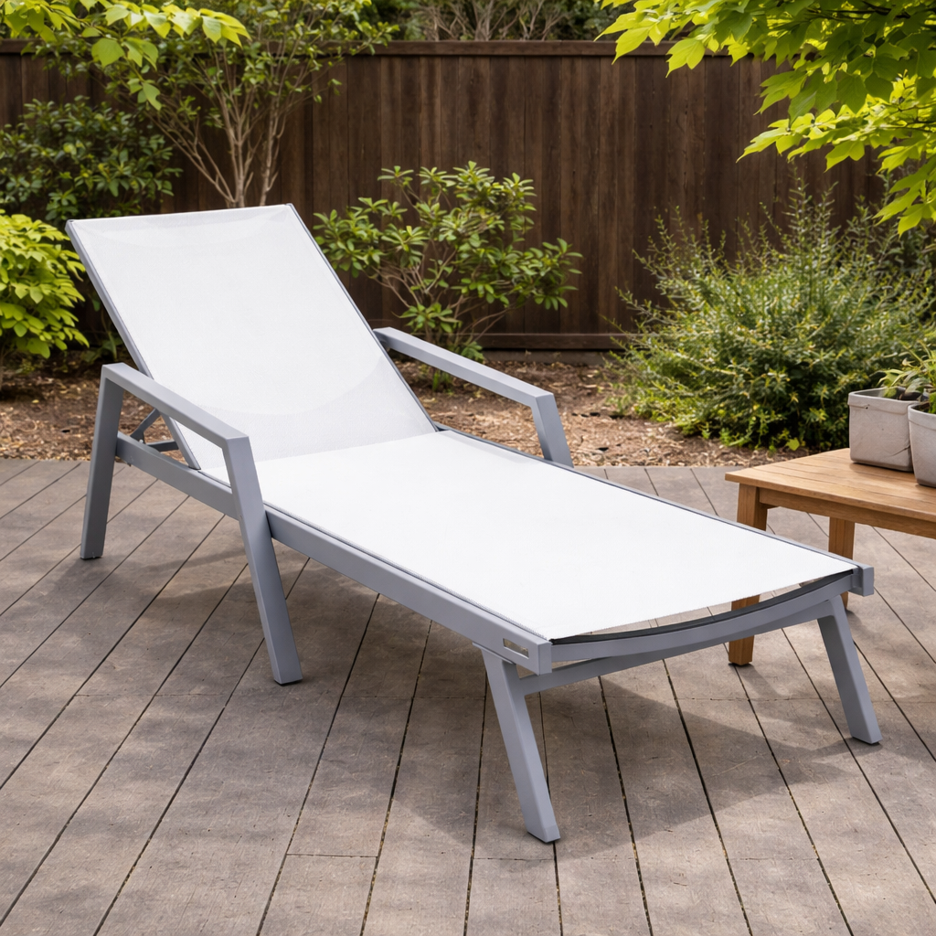Marlin Aluminum Outdoor Chaise Lounge Chair with Sling Fabric Seat