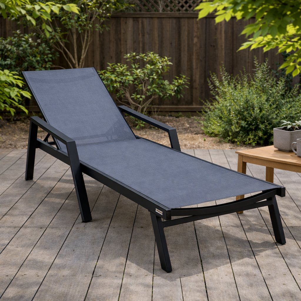 Marlin Aluminum Outdoor Chaise Lounge Chair with Sling Fabric Seat