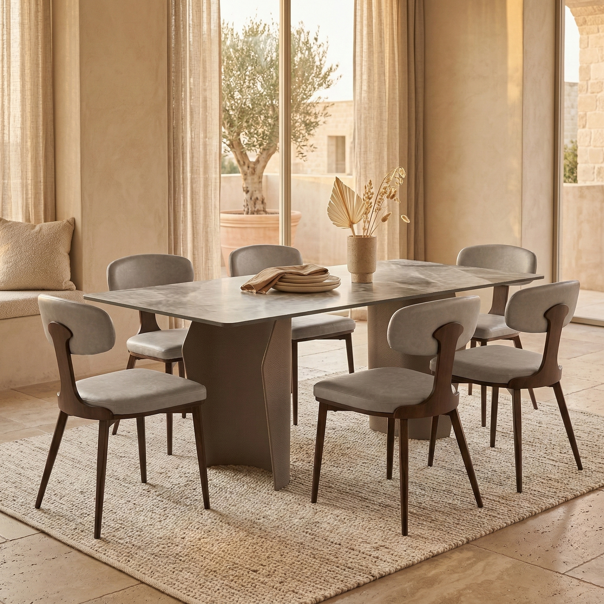 Dilenny Leather Dining Chair with Steel Legs