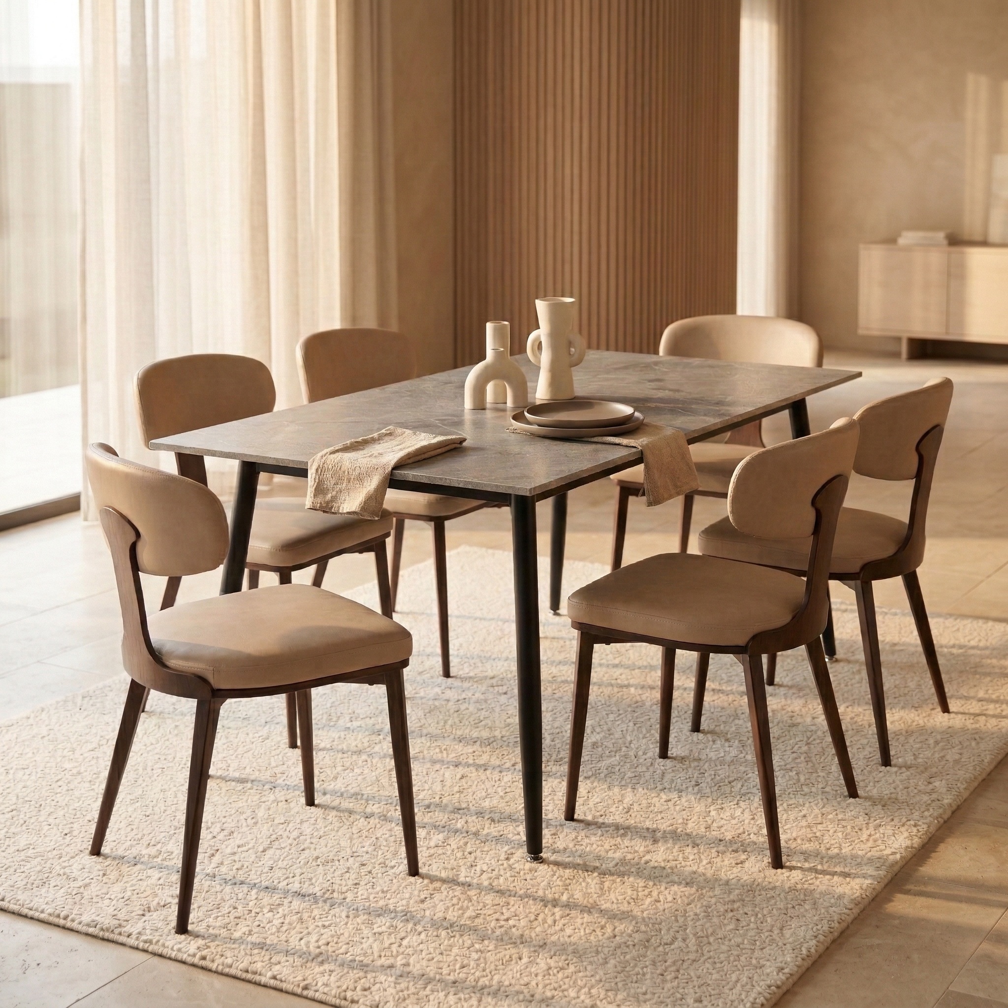 Dilenny Leather Dining Chair with Steel Legs