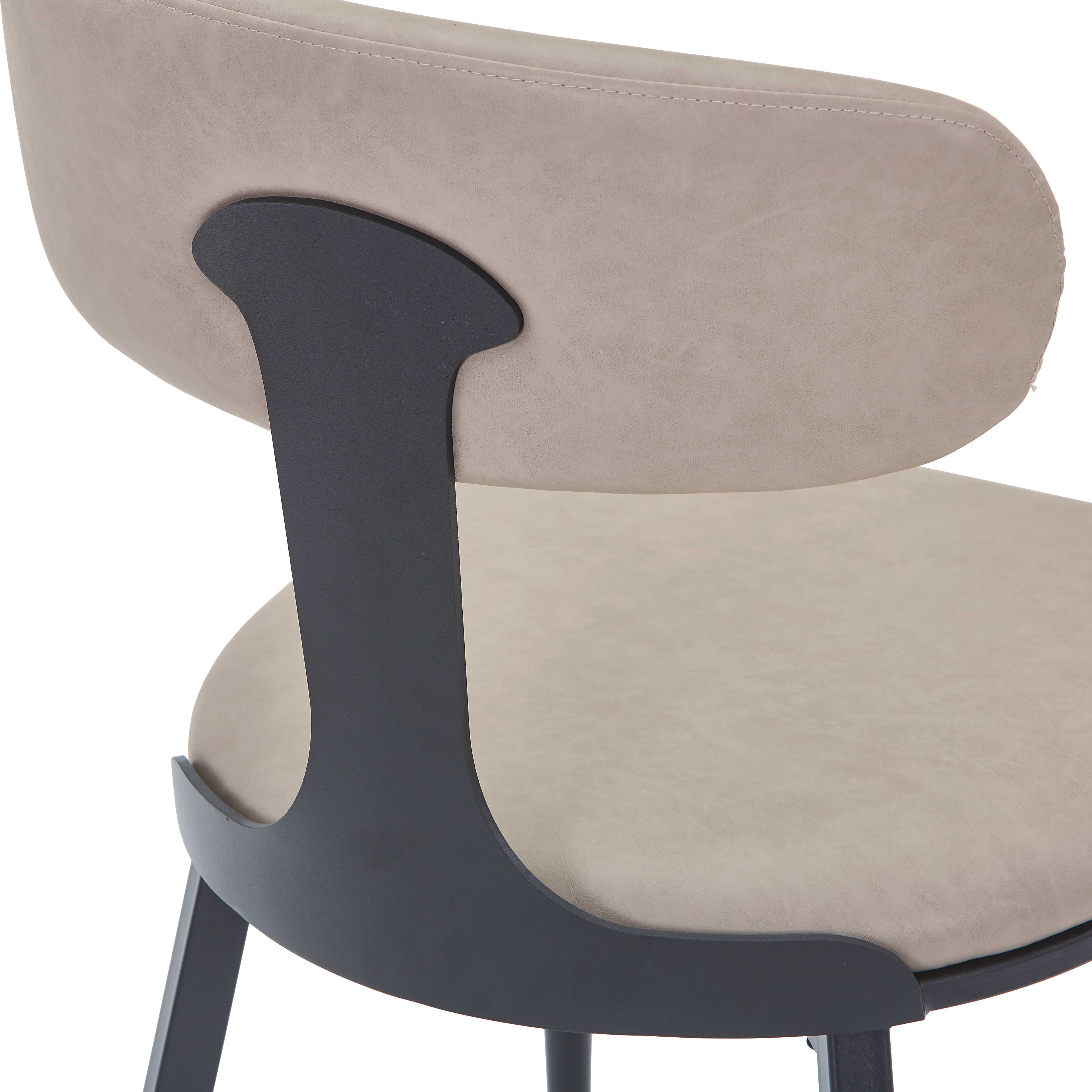Dilenny Leather Dining Chair with Black Finish Steel Legs