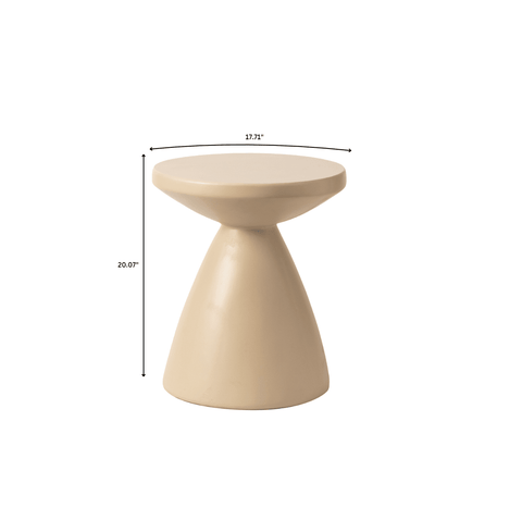 Dune Side Table Fiberstone Round Accent Table and Hourglass Pedestal Base