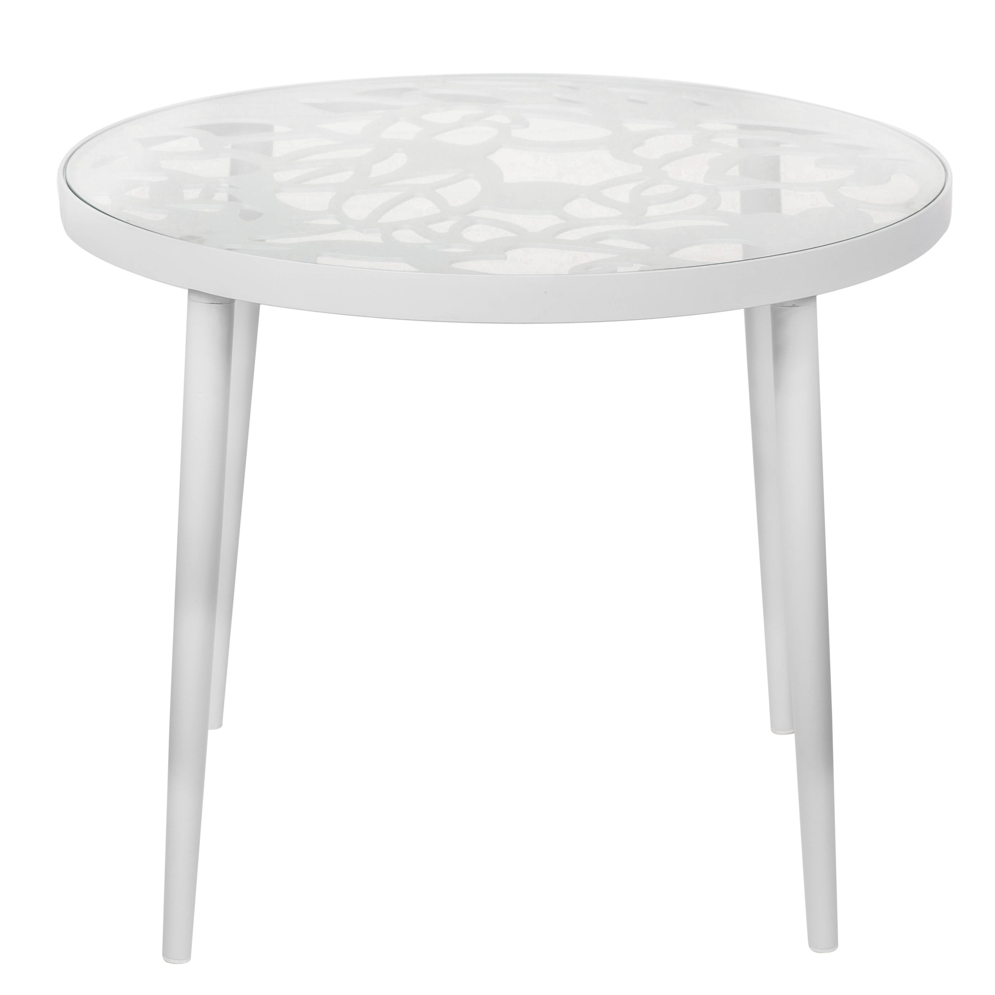 Devon 3-Piece Patio Dining Set: Aluminum Table with Glass Top & 2 Flower Arm Chairs