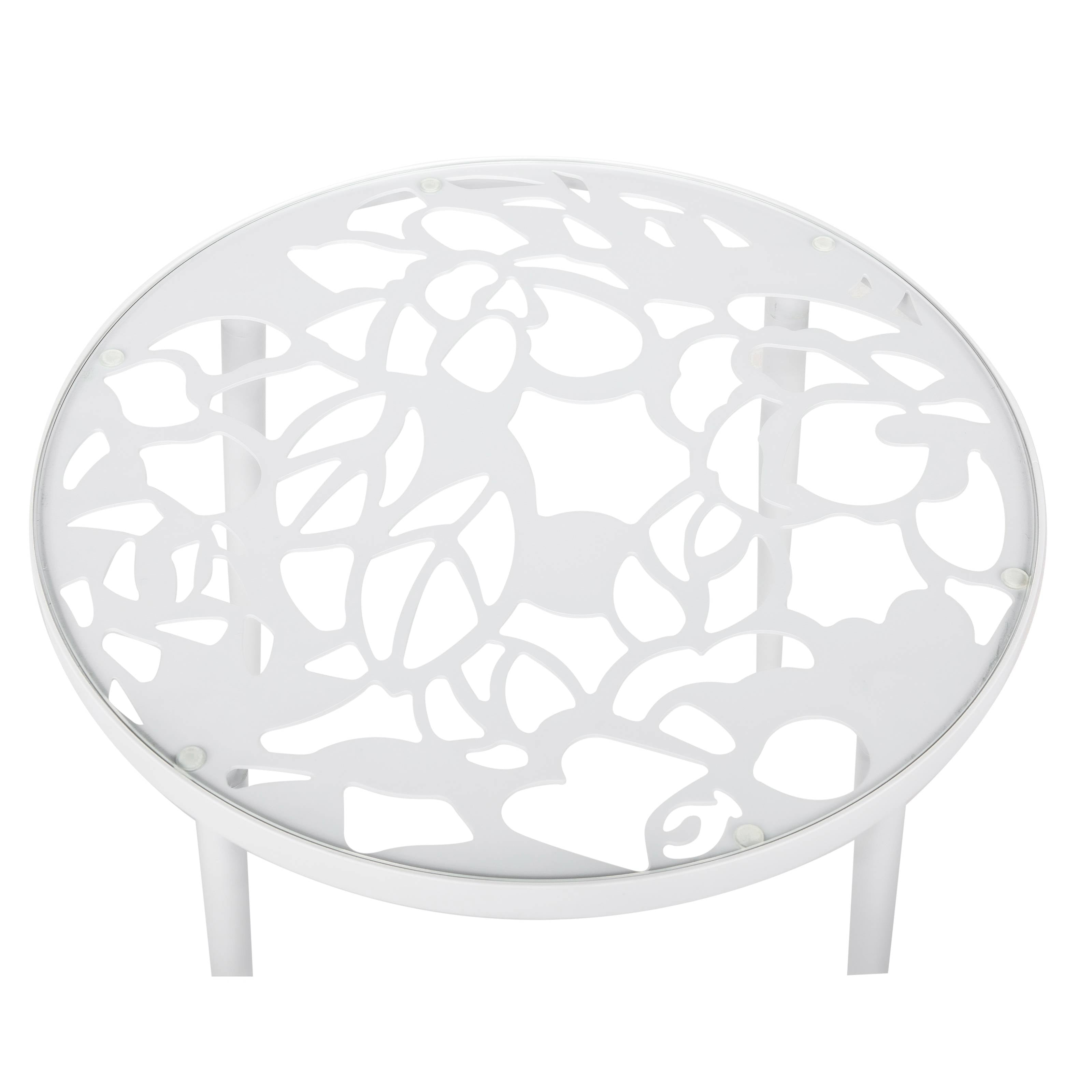 Devon 3-Piece Patio Dining Set: Aluminum Table with Glass Top & 2 Flower Arm Chairs
