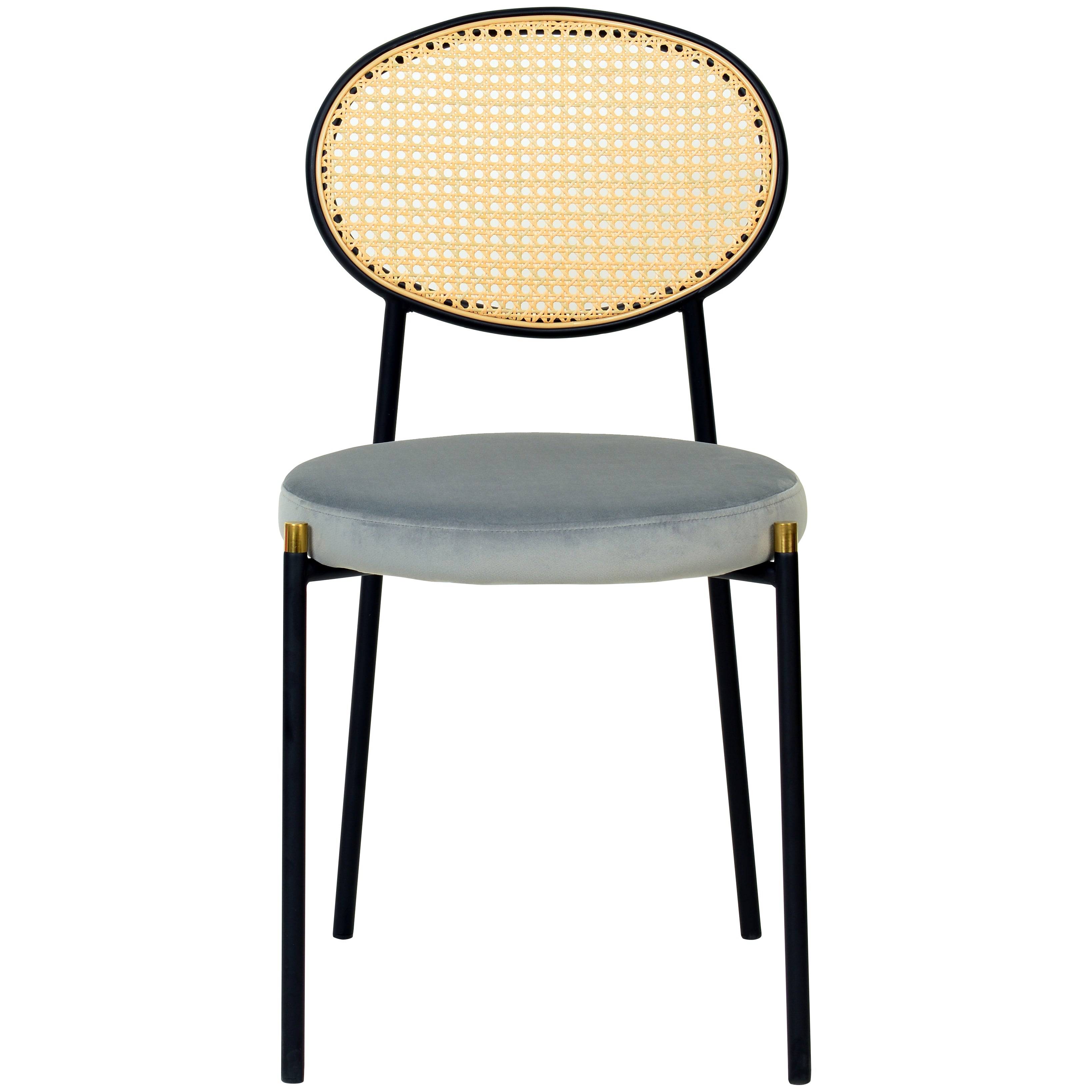 Euston Modern Upholstered Dining Chair with Round Wicker/Velvet Back Style