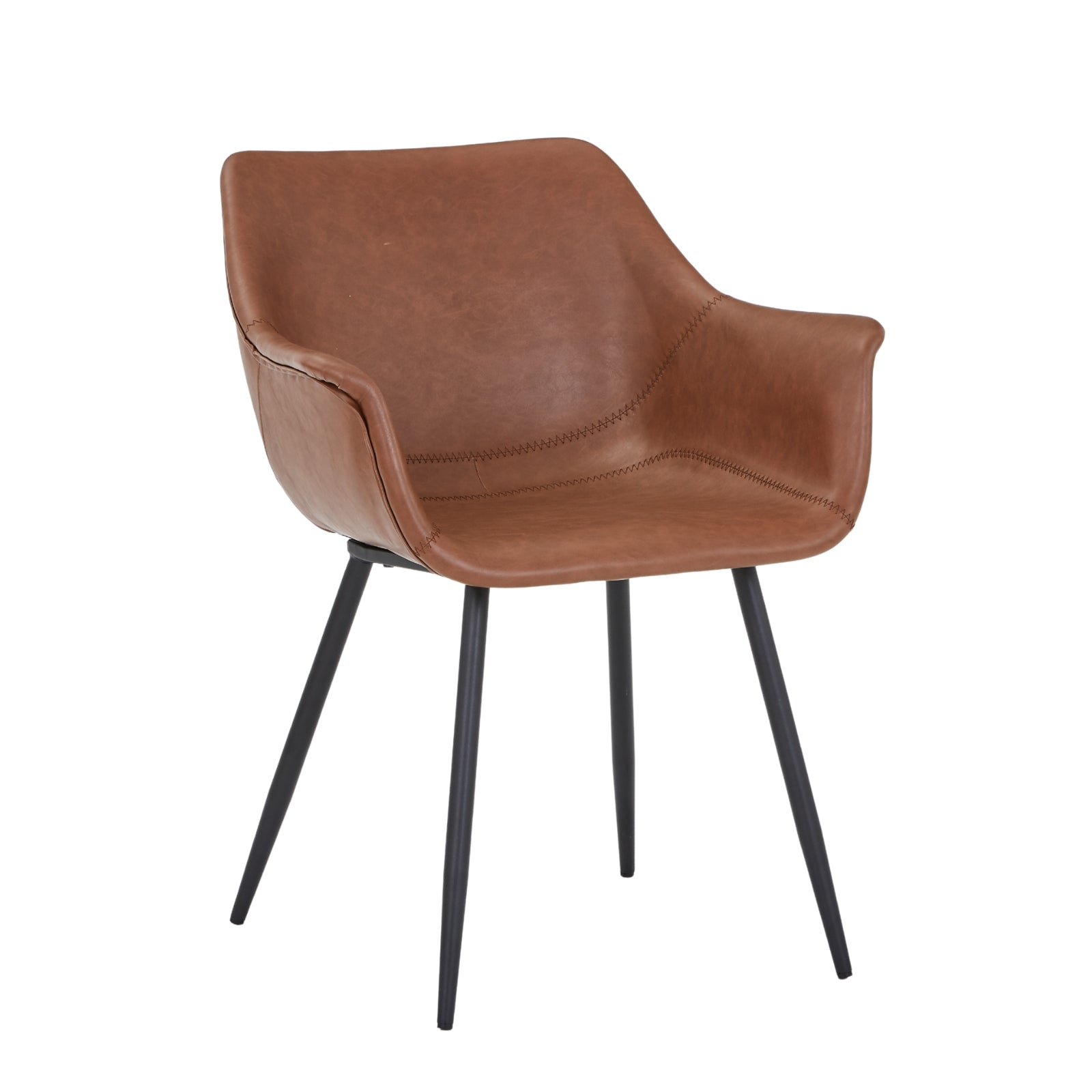 Markley Leather Dining Chair with Powder-Coated Iron Legs
