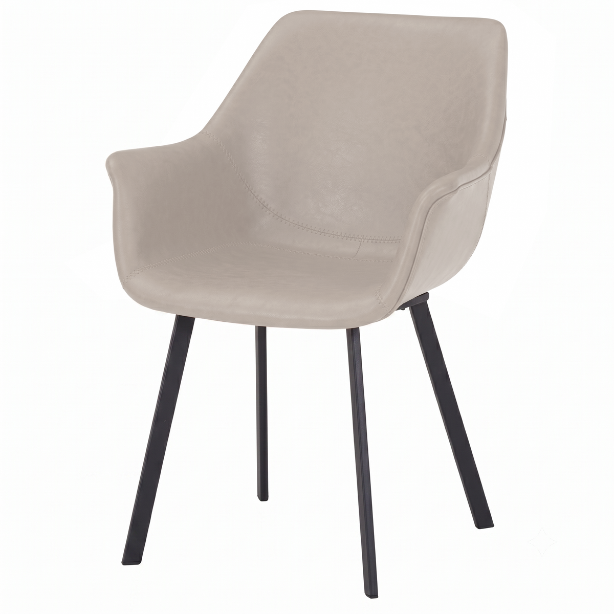 Markley Leather Dining Chair with Powder-Coated Iron Legs