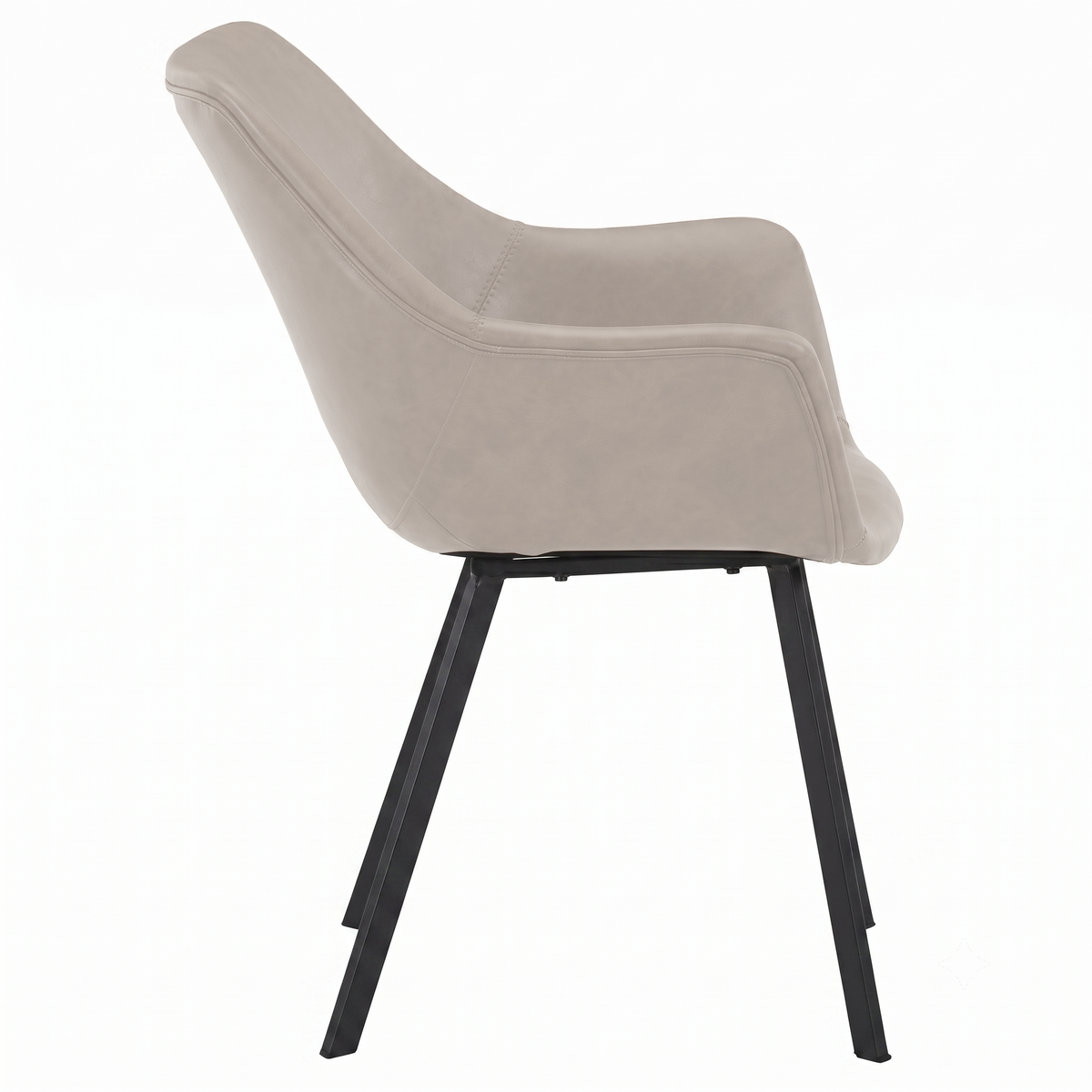 Markley Leather Dining Chair with Powder-Coated Iron Legs
