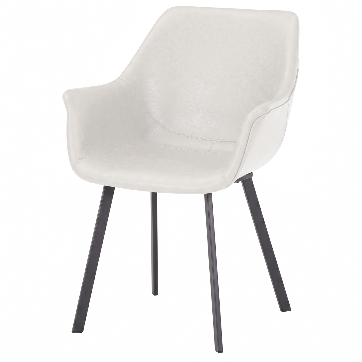 Markley Leather Dining Chair with Powder-Coated Iron Legs