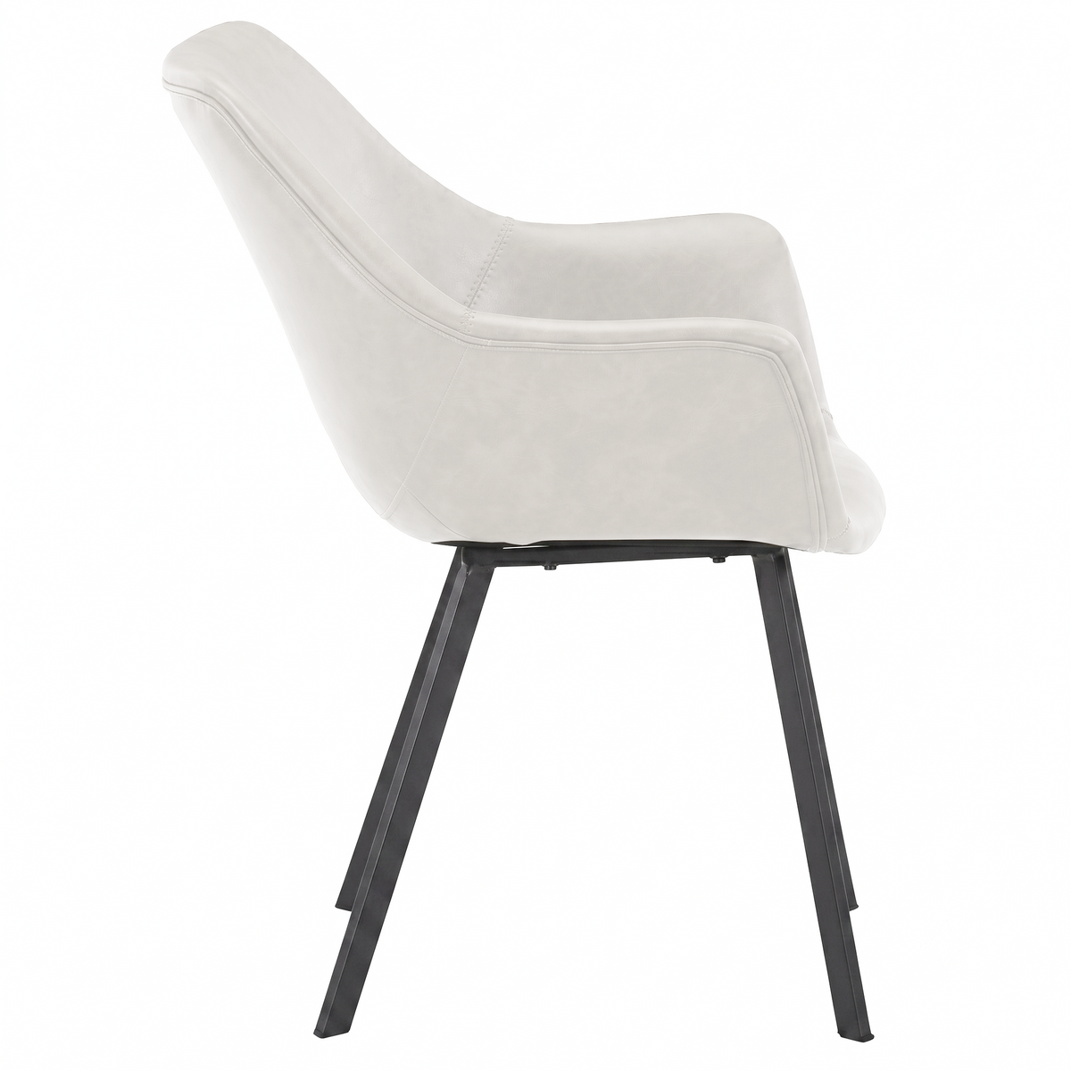 Markley Leather Dining Chair with Powder-Coated Iron Legs