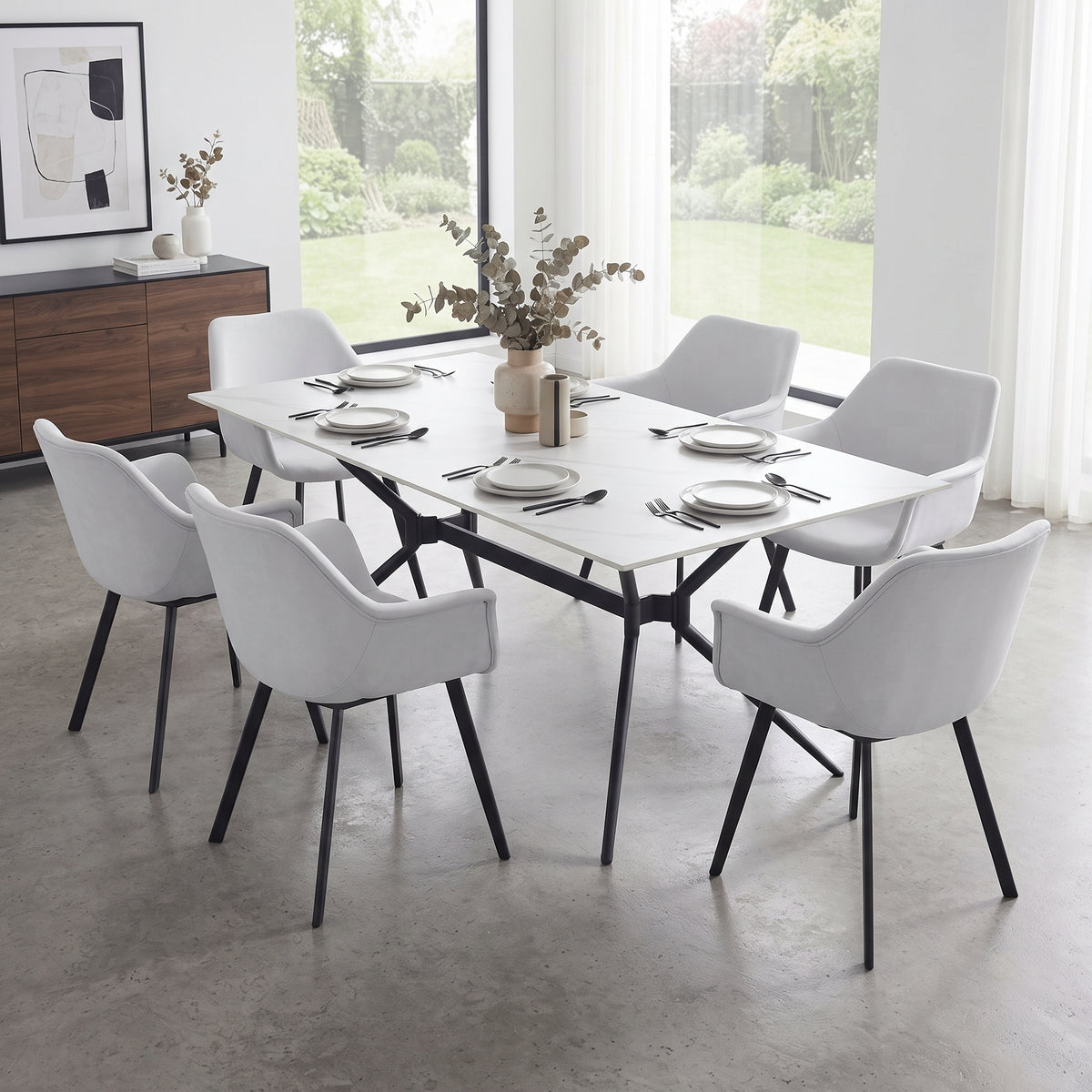 Markley Leather Dining Chair with Powder-Coated Iron Legs