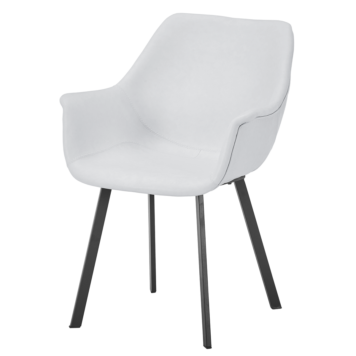 Markley Leather Dining Chair with Powder-Coated Iron Legs