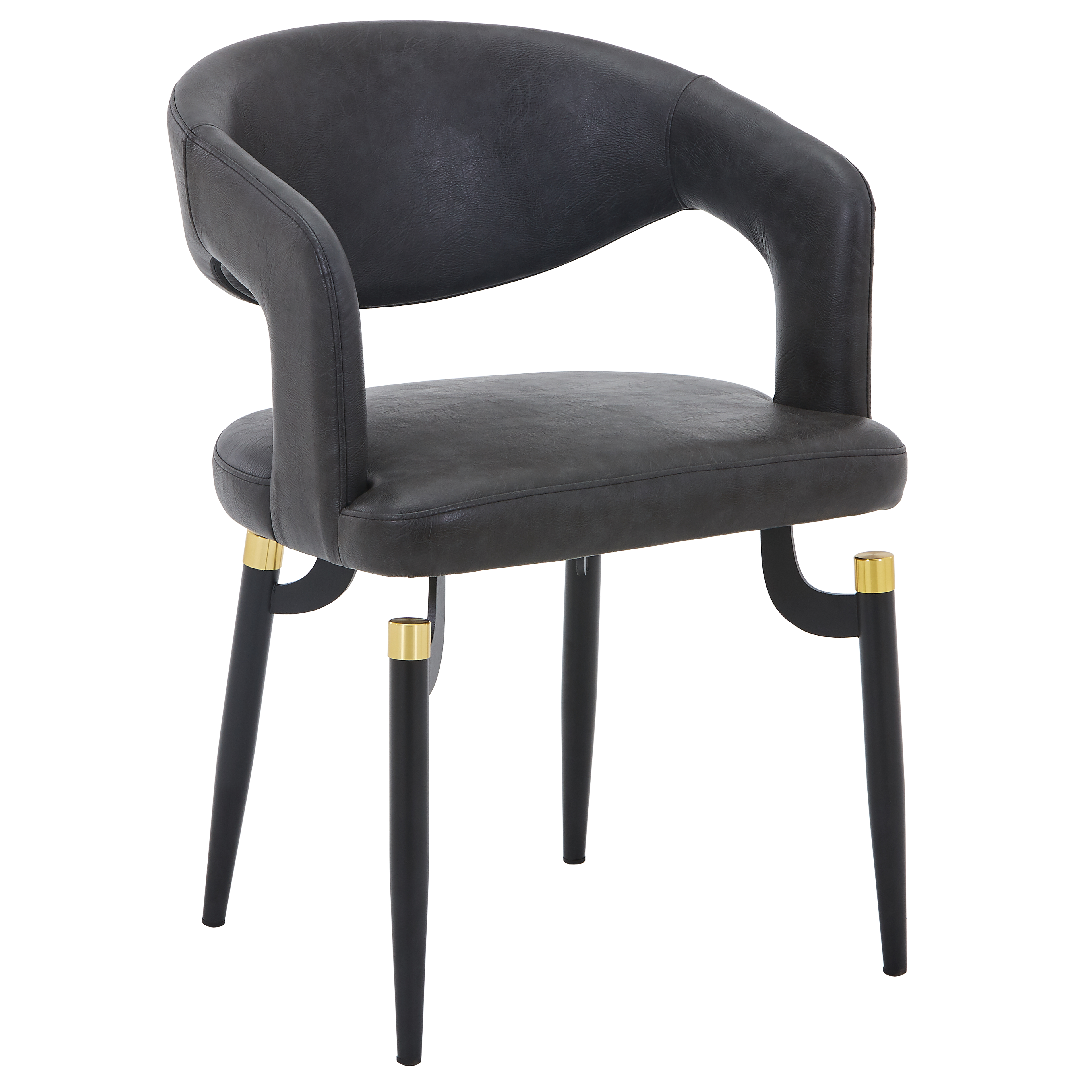 Entice Leather Dining Chair with Curved Open Back and Iron Legs