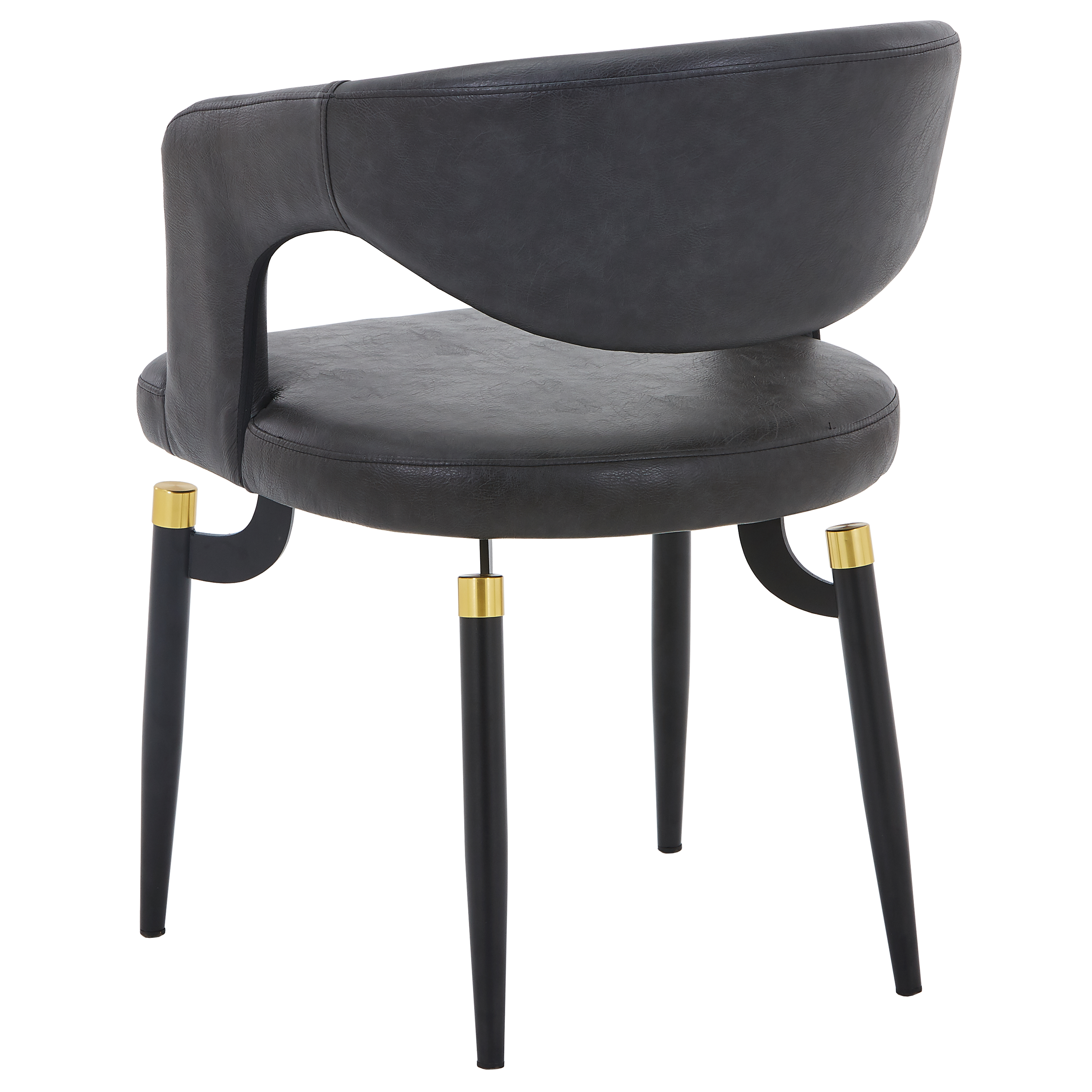 Entice Leather Dining Chair with Curved Open Back and Iron Legs
