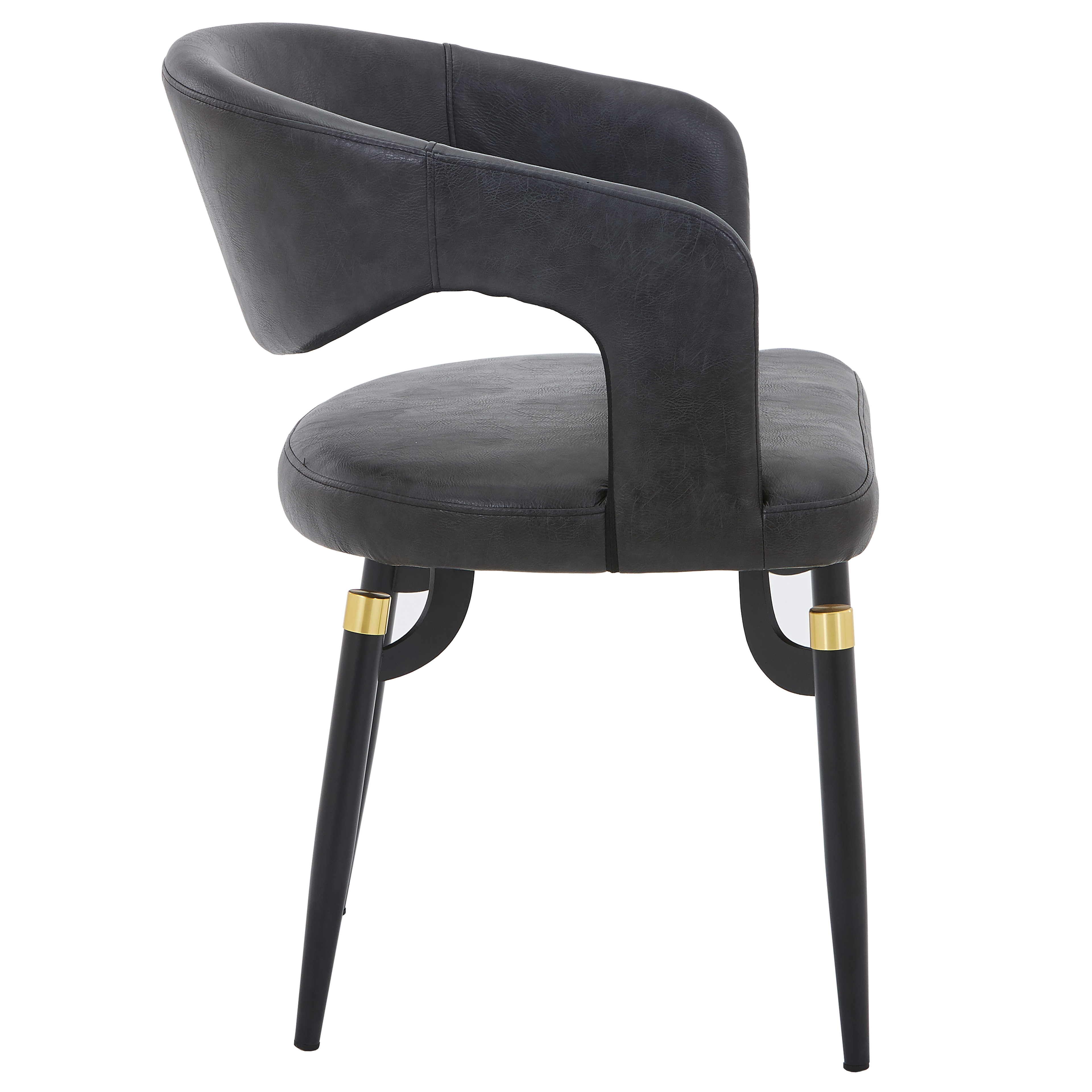 Entice Leather Dining Chair with Curved Open Back and Iron Legs