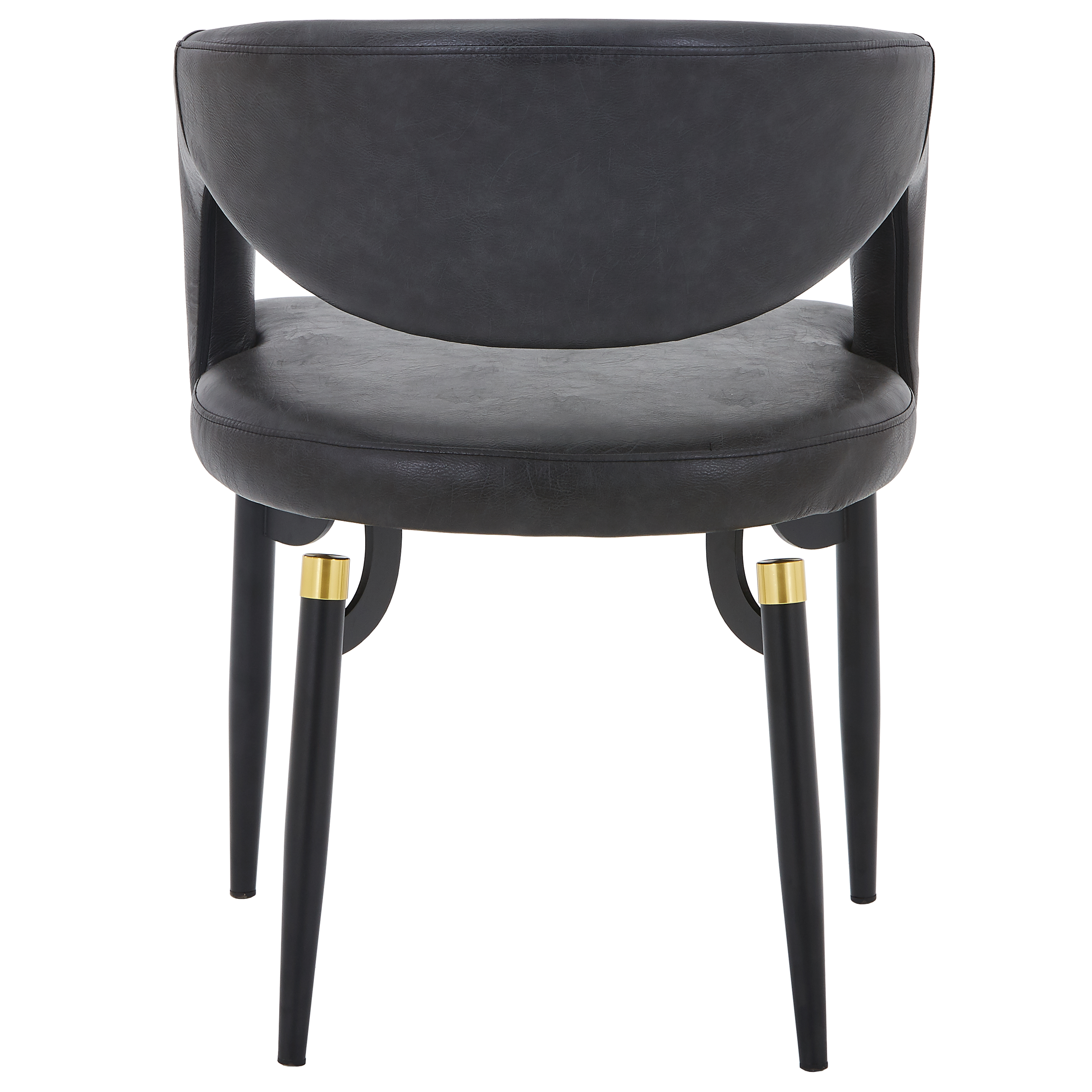 Entice Leather Dining Chair with Curved Open Back and Iron Legs