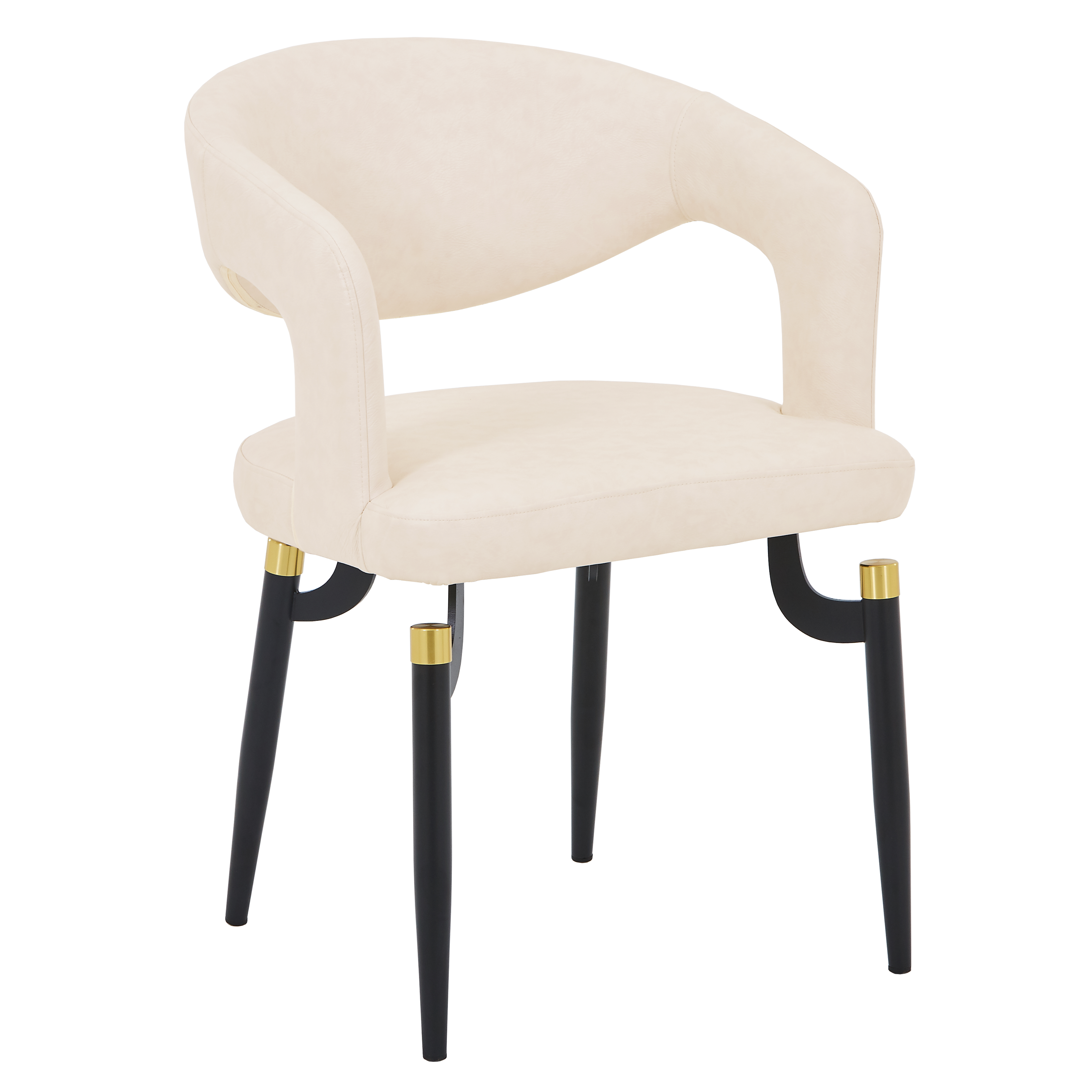 Entice Leather Dining Chair with Curved Open Back and Iron Legs
