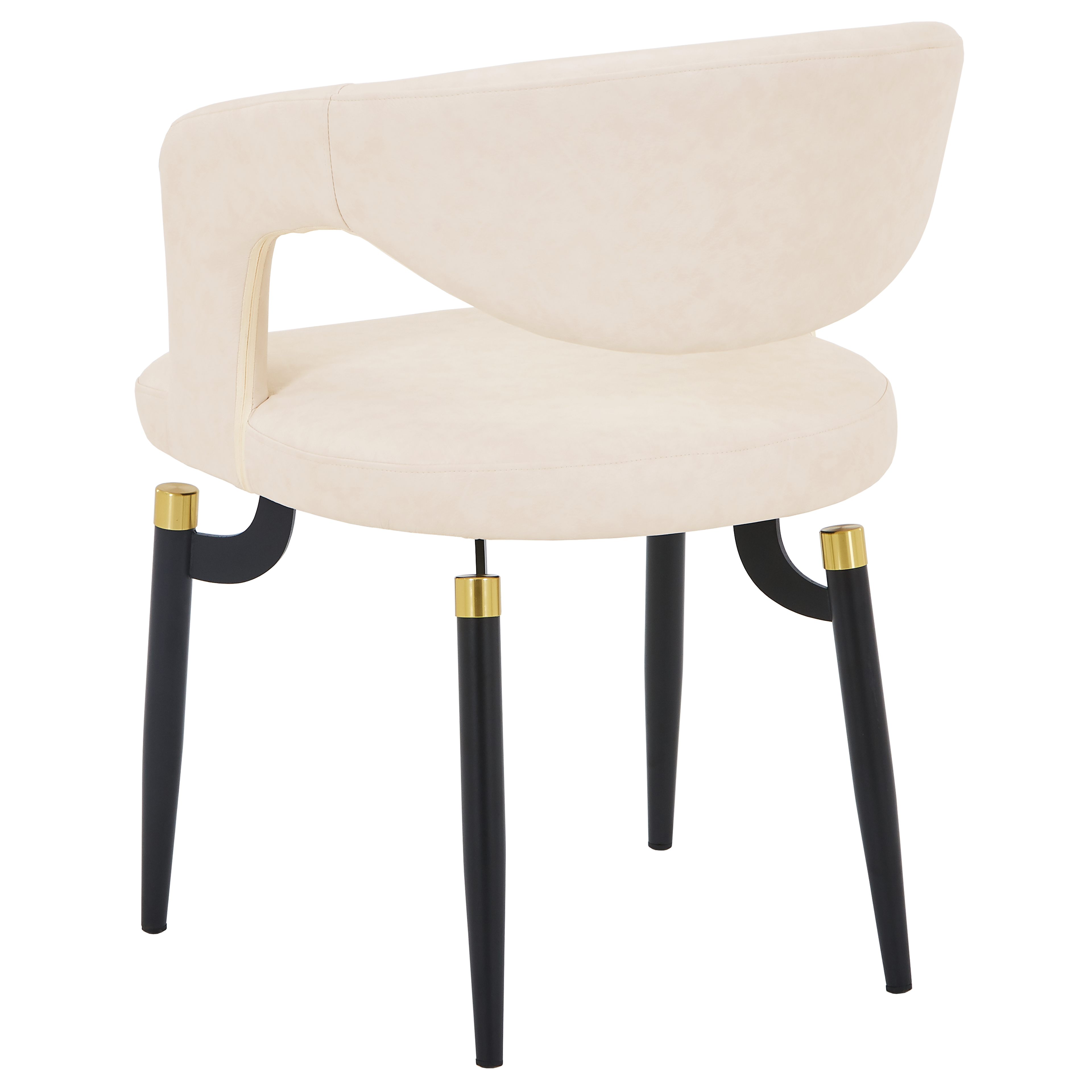 Entice Leather Dining Chair with Curved Open Back and Iron Legs