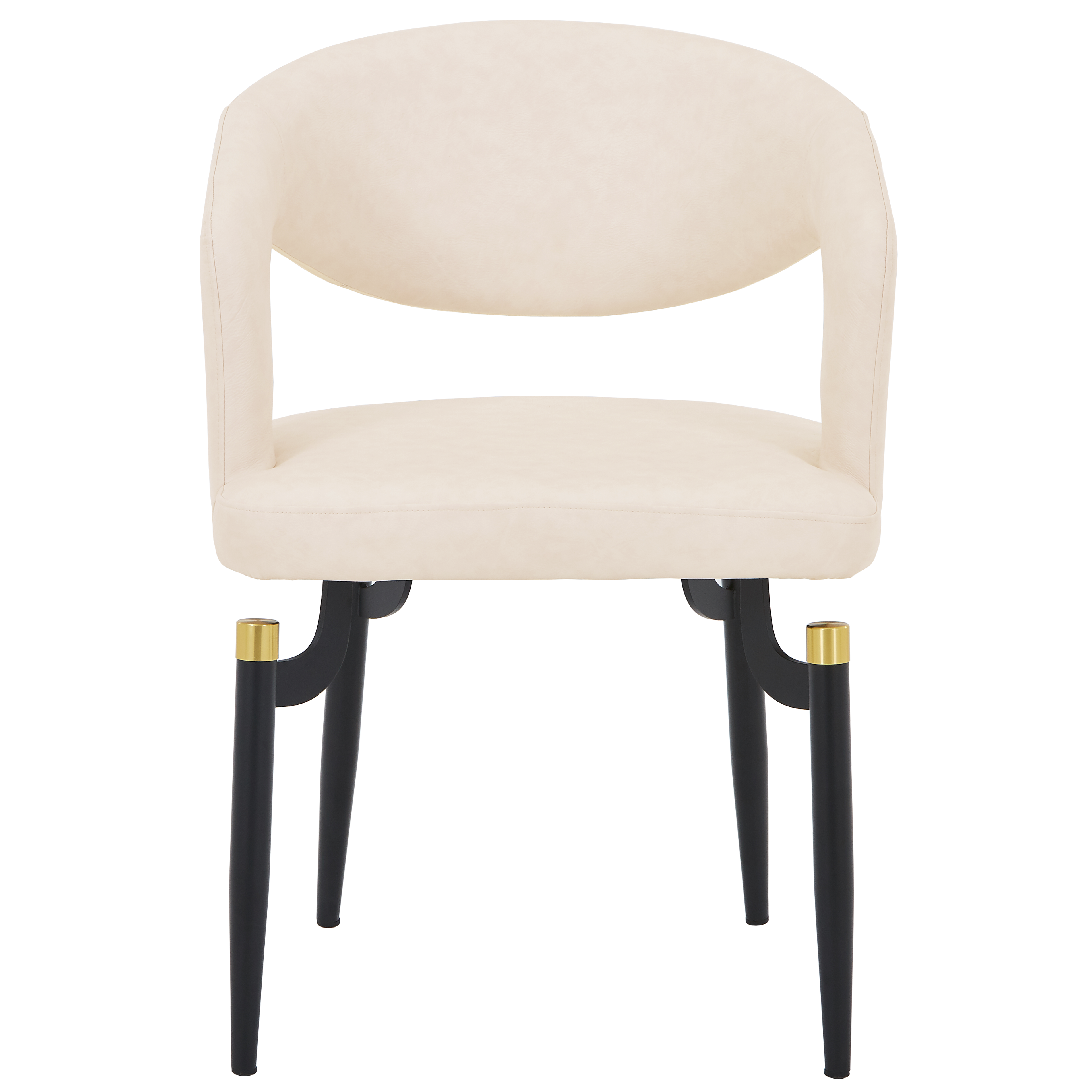 Entice Leather Dining Chair with Curved Open Back and Iron Legs