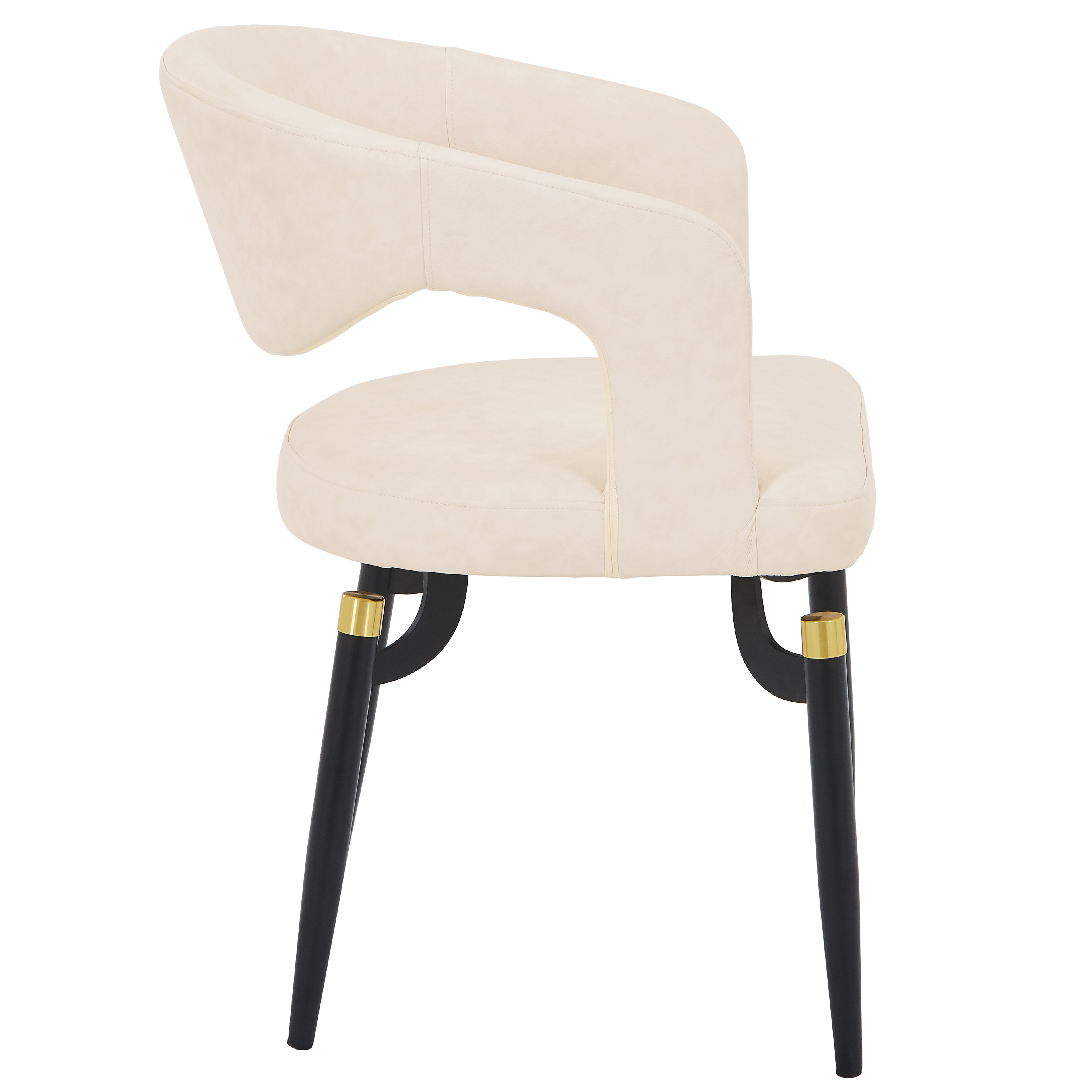 Entice Leather Dining Chair with Curved Open Back and Iron Legs