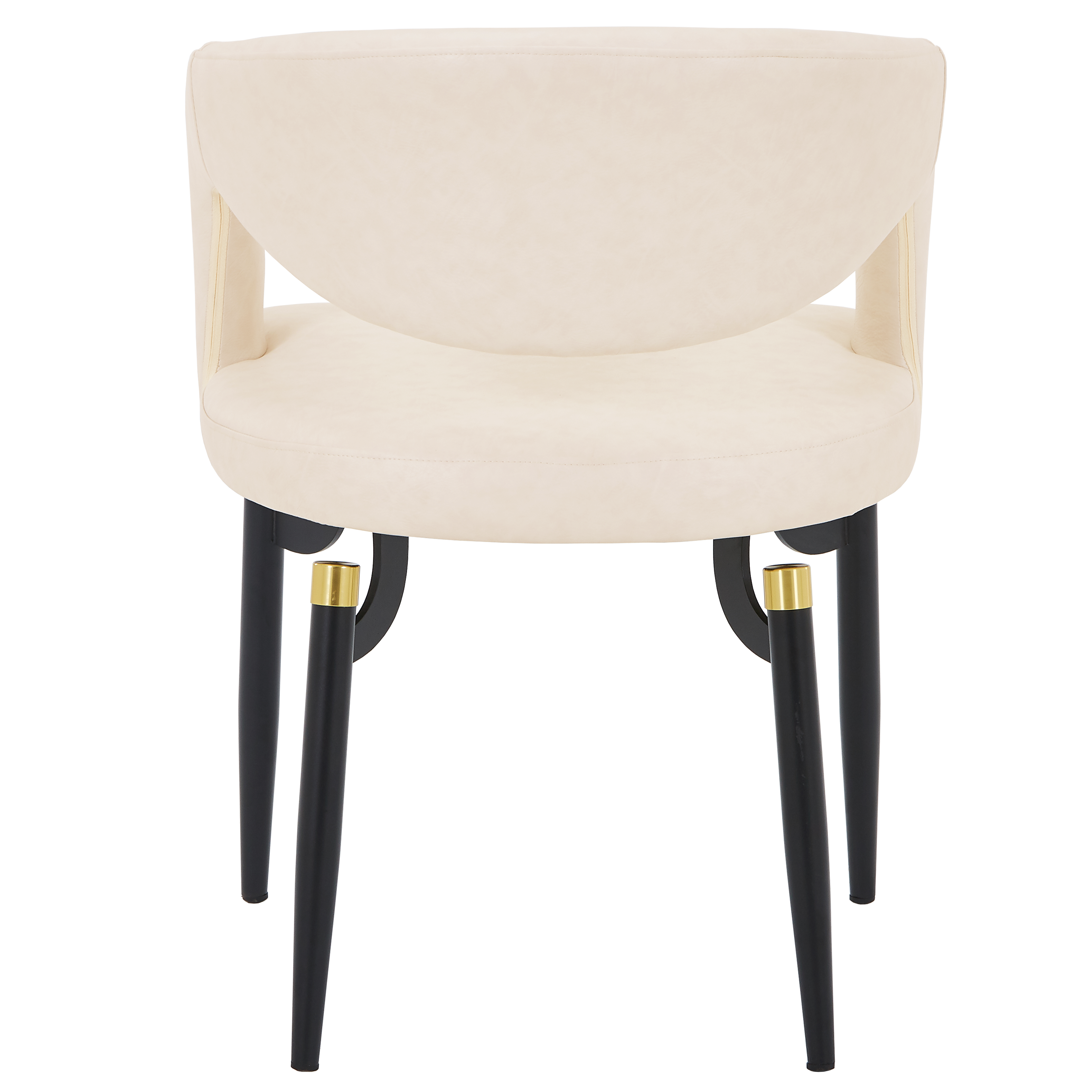 Entice Leather Dining Chair with Curved Open Back and Iron Legs