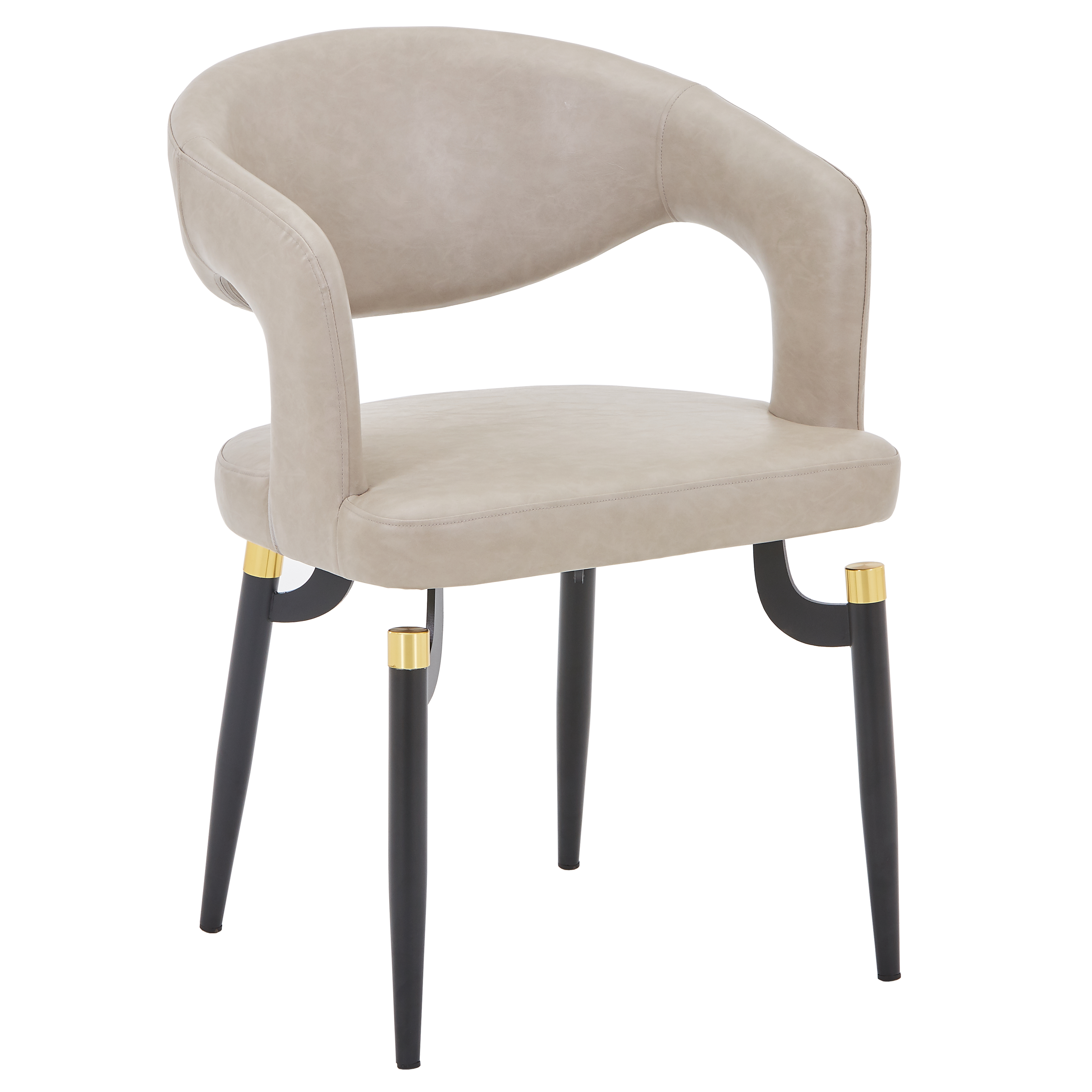 Entice Leather Dining Chair with Curved Open Back and Iron Legs