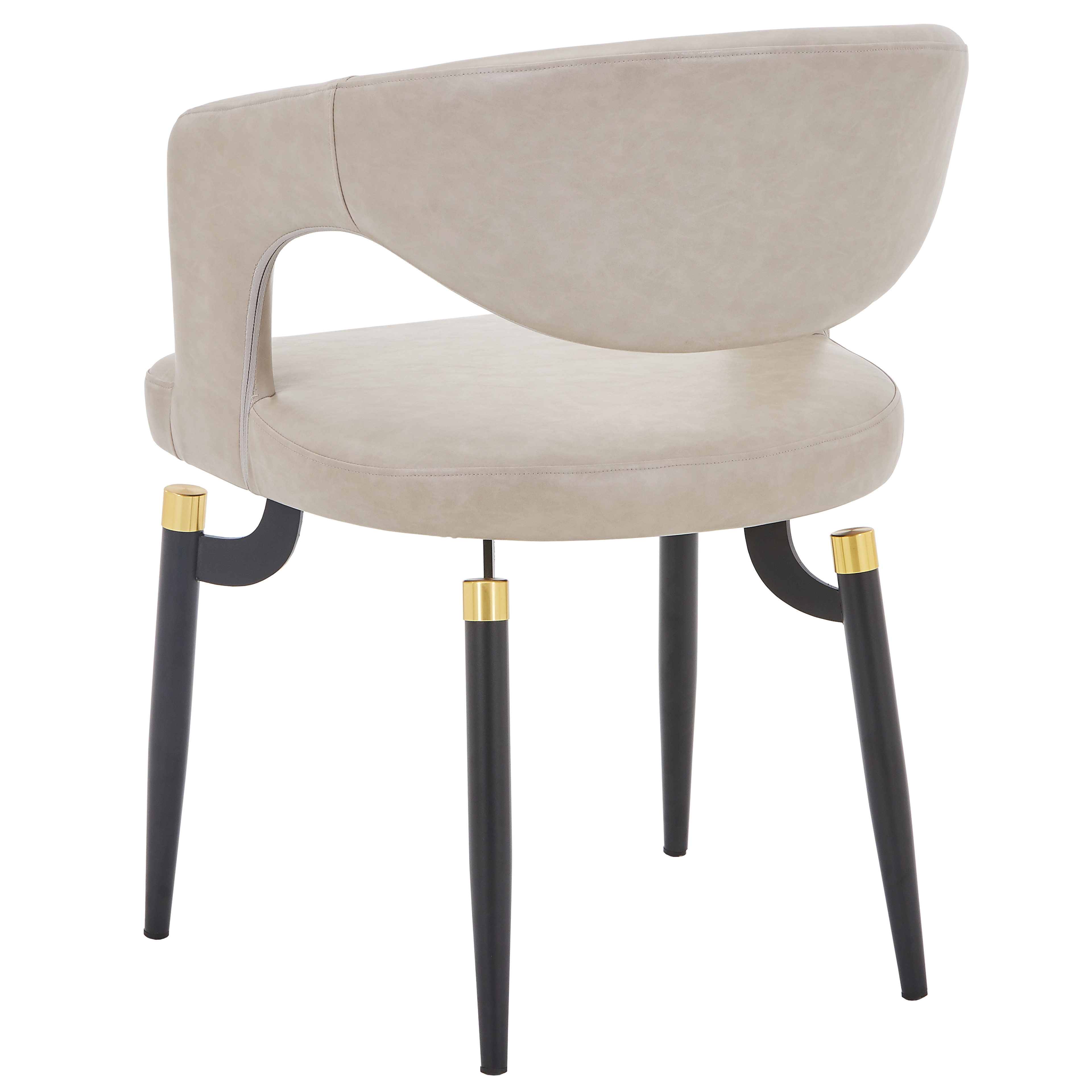 Entice Leather Dining Chair with Curved Open Back and Iron Legs