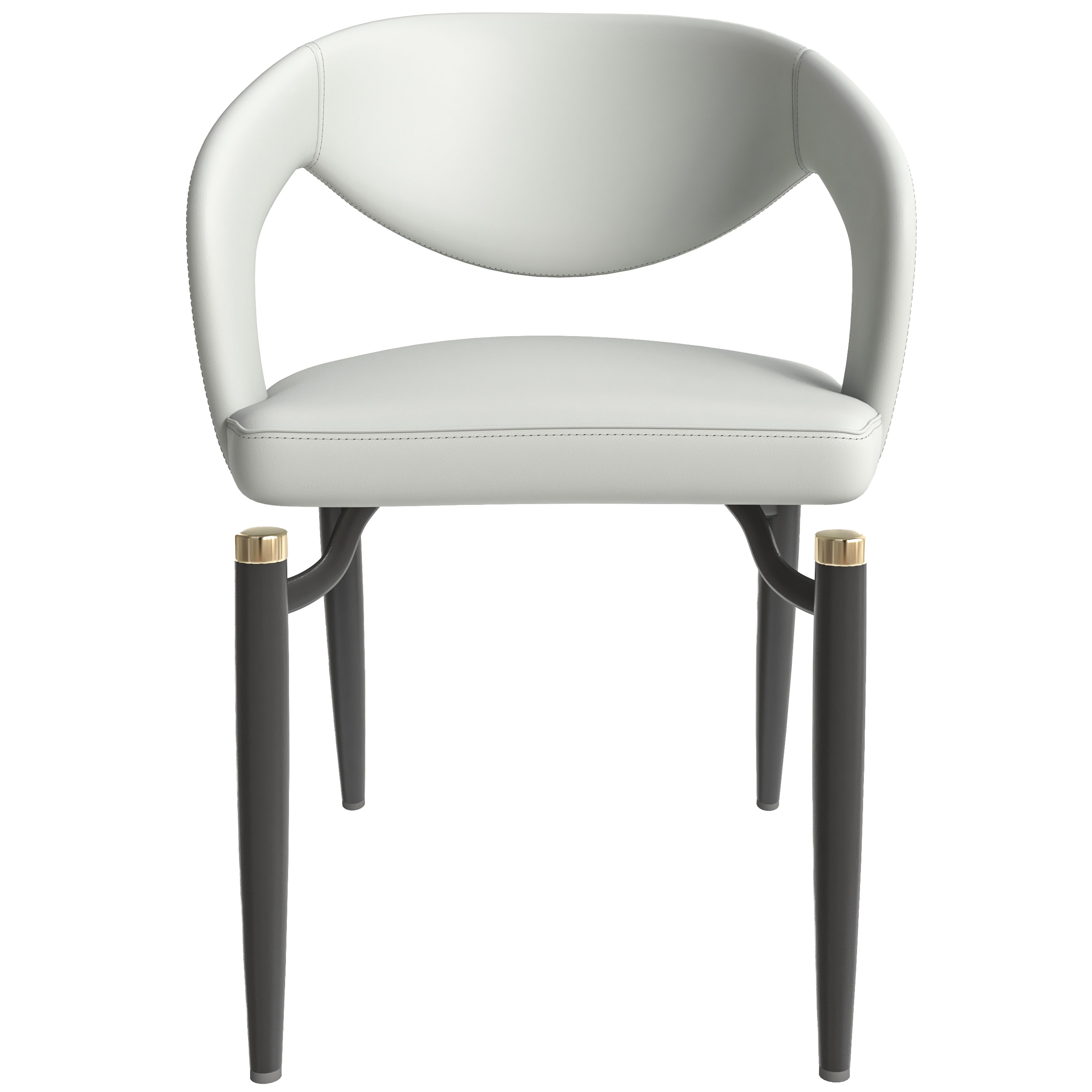 Entice Leather Dining Chair with Curved Open Back and Iron Legs