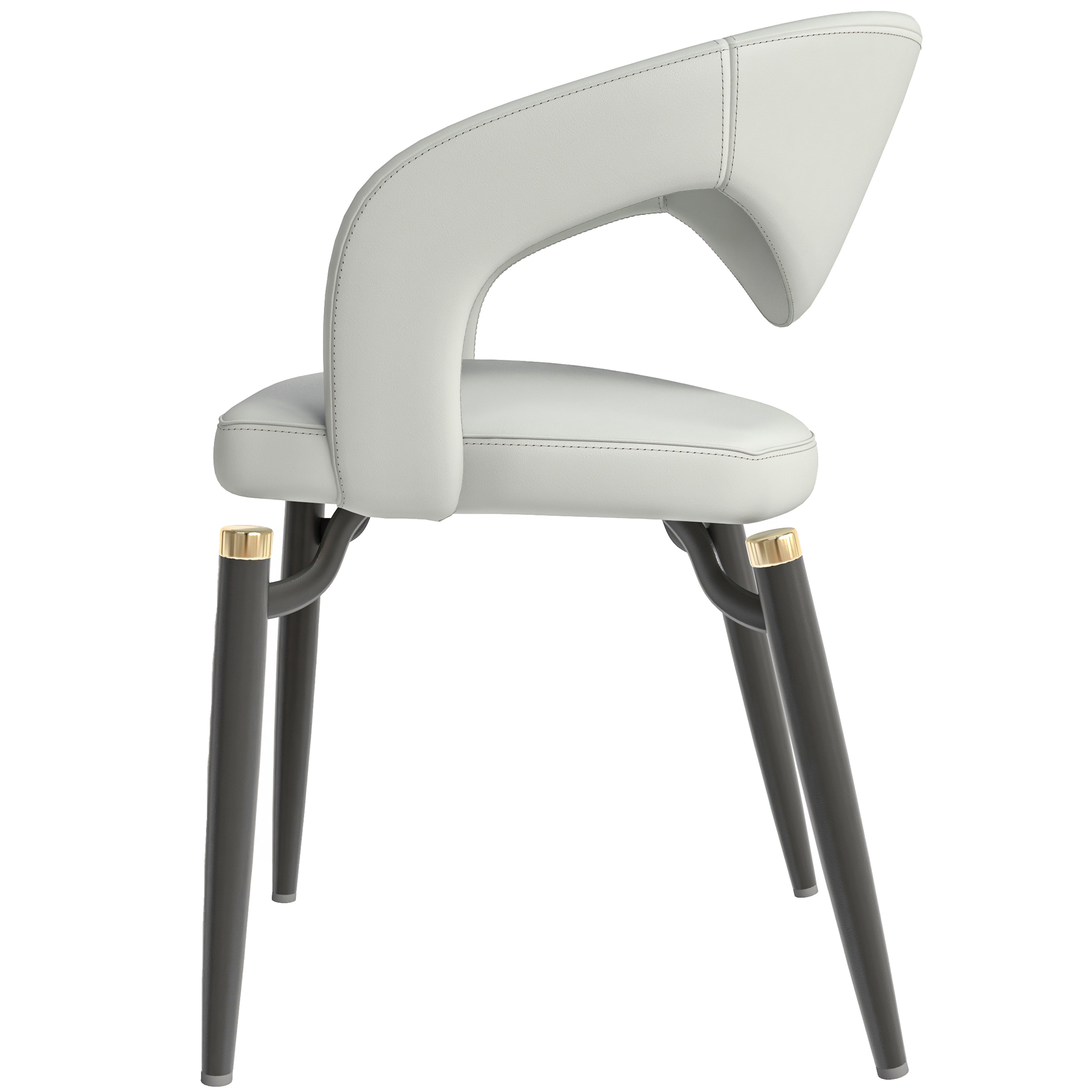 Entice Leather Dining Chair with Curved Open Back and Iron Legs