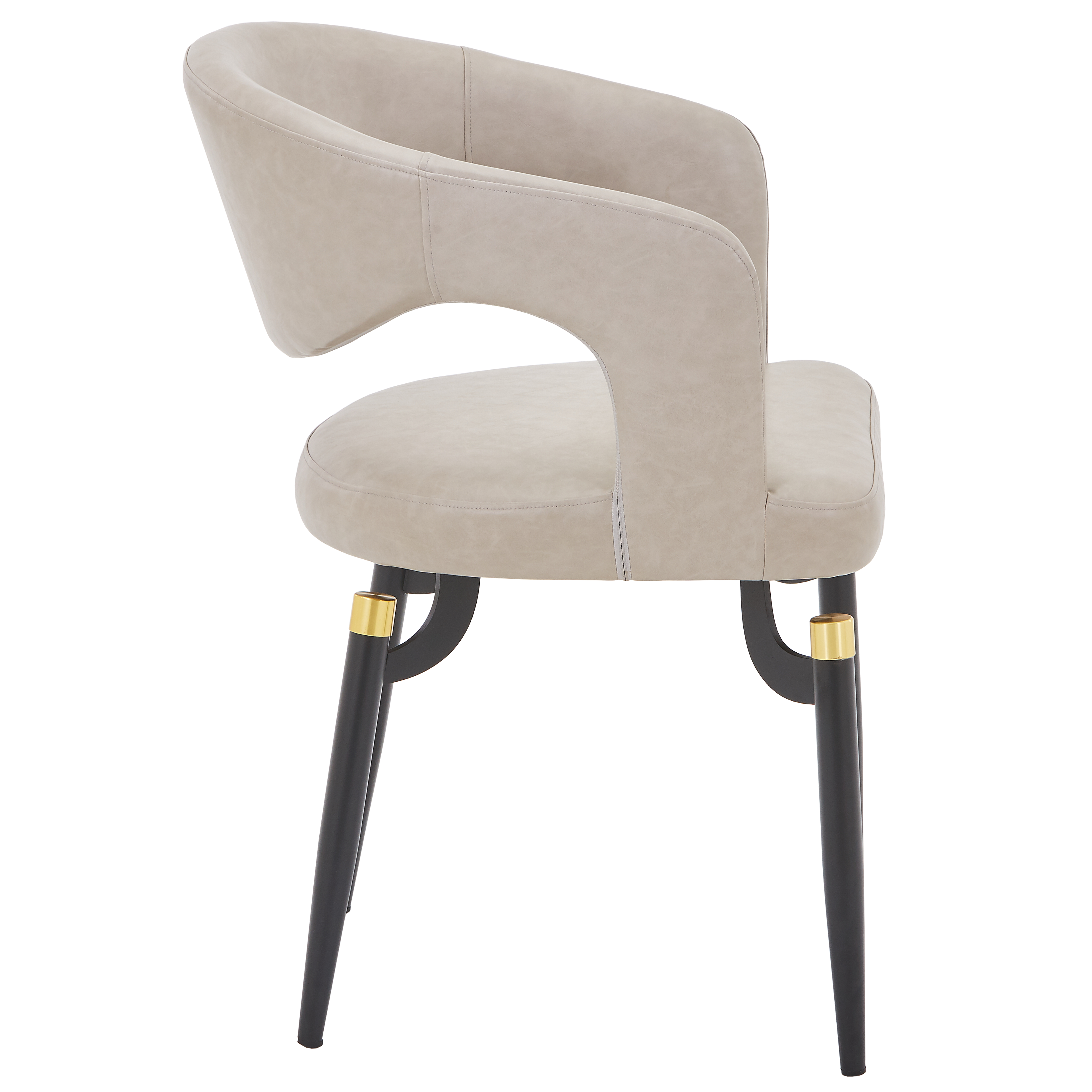 Entice Leather Dining Chair with Curved Open Back and Iron Legs