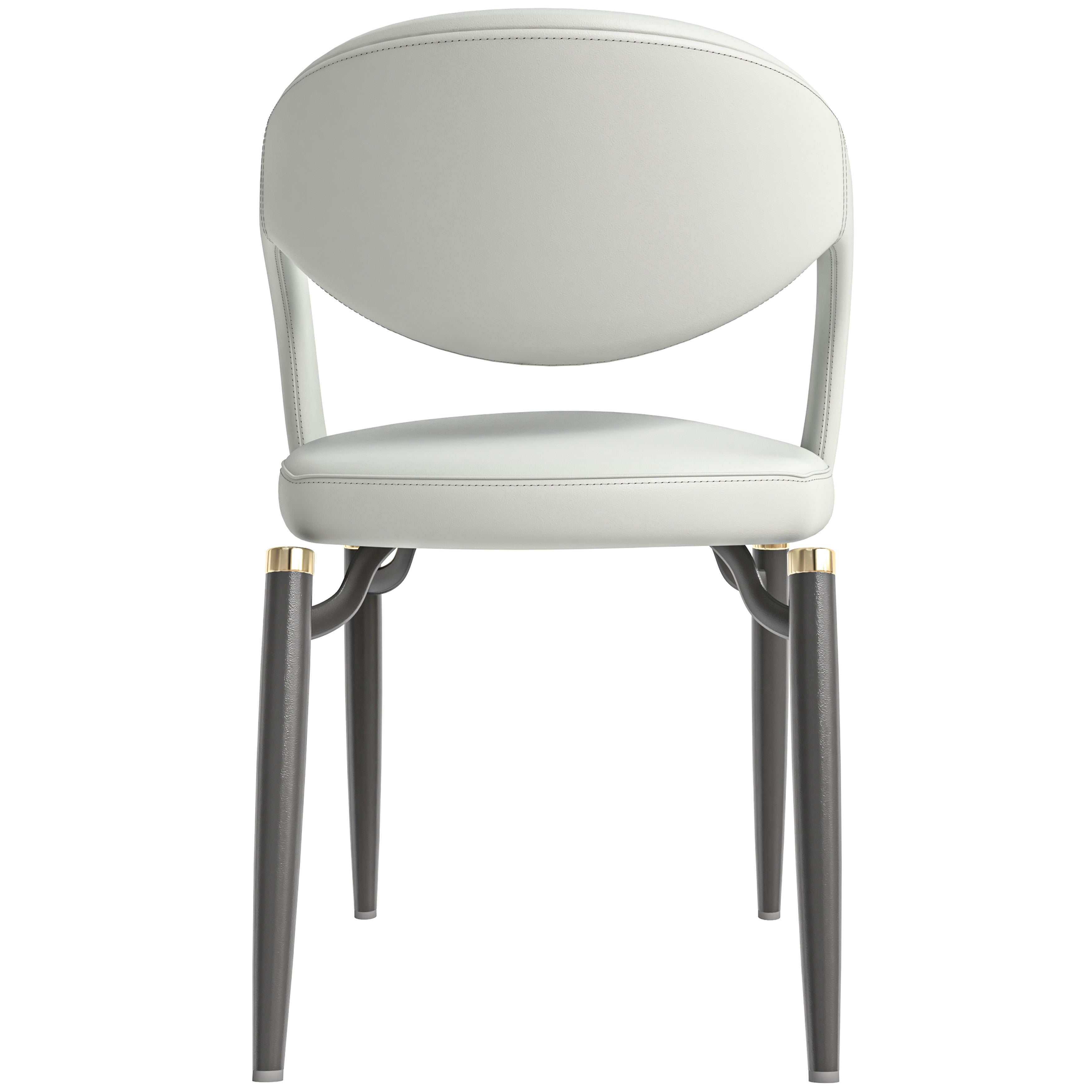 Entice Leather Dining Chair with Curved Open Back and Iron Legs