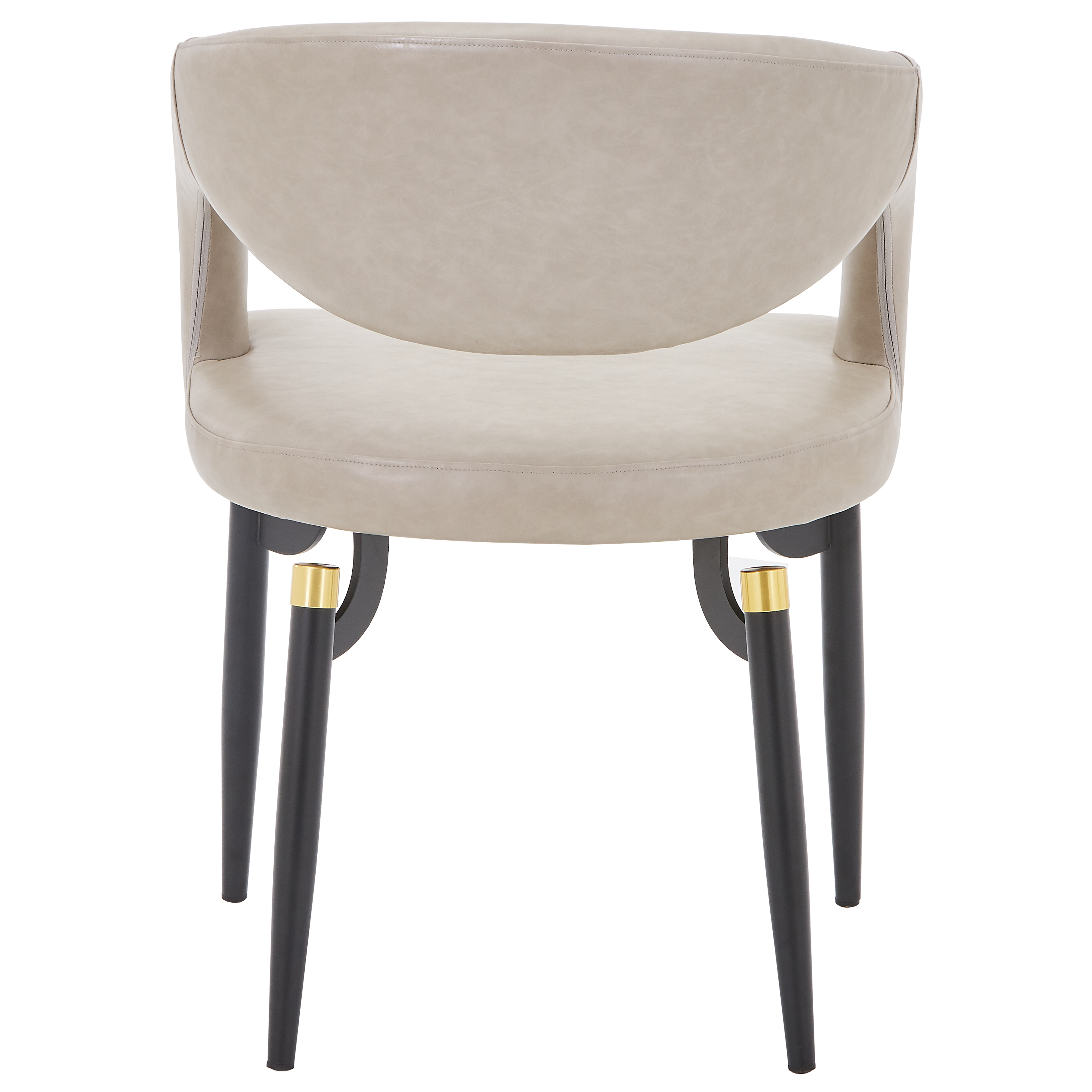 Entice Leather Dining Chair with Curved Open Back and Iron Legs