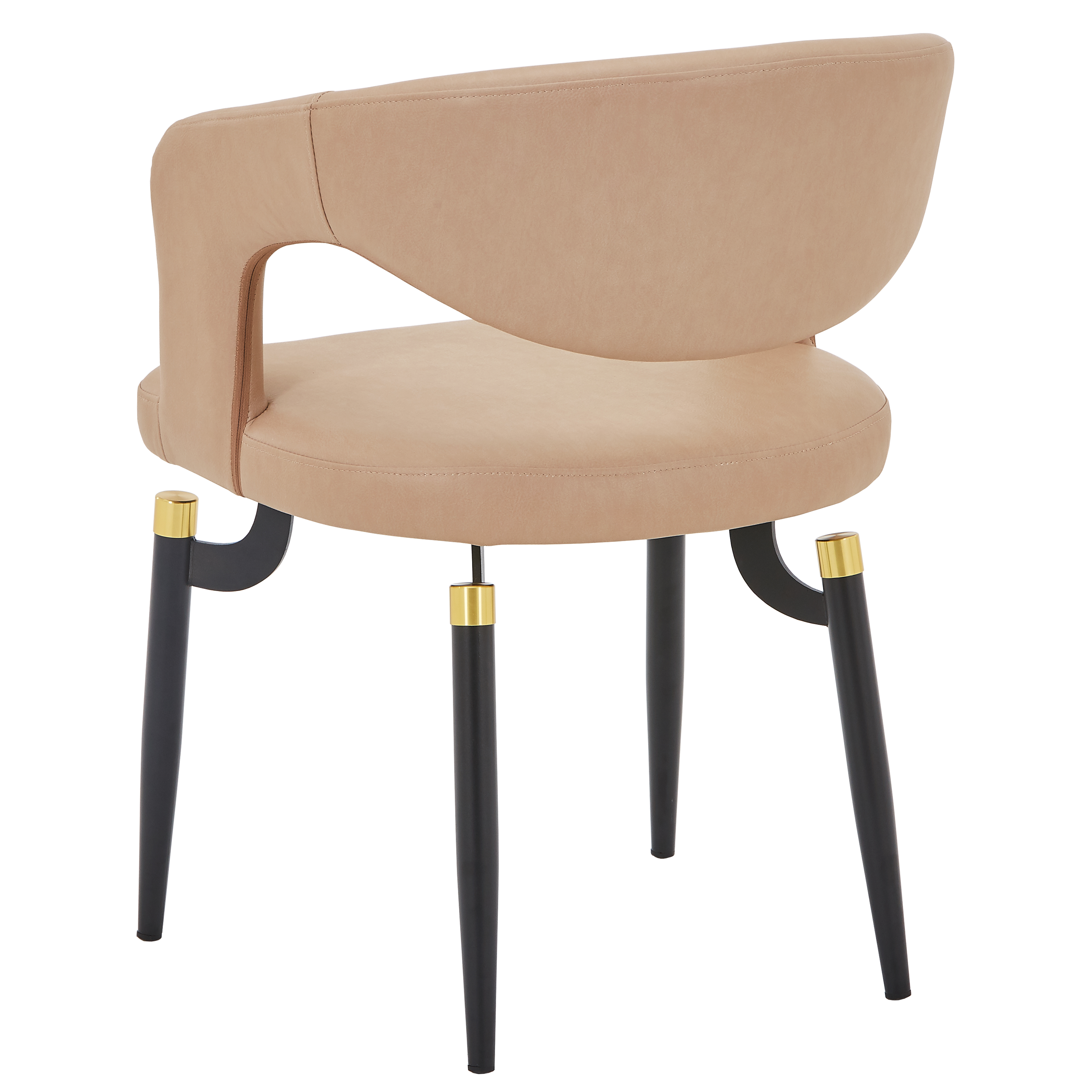 Entice Leather Dining Chair with Curved Open Back and Iron Legs