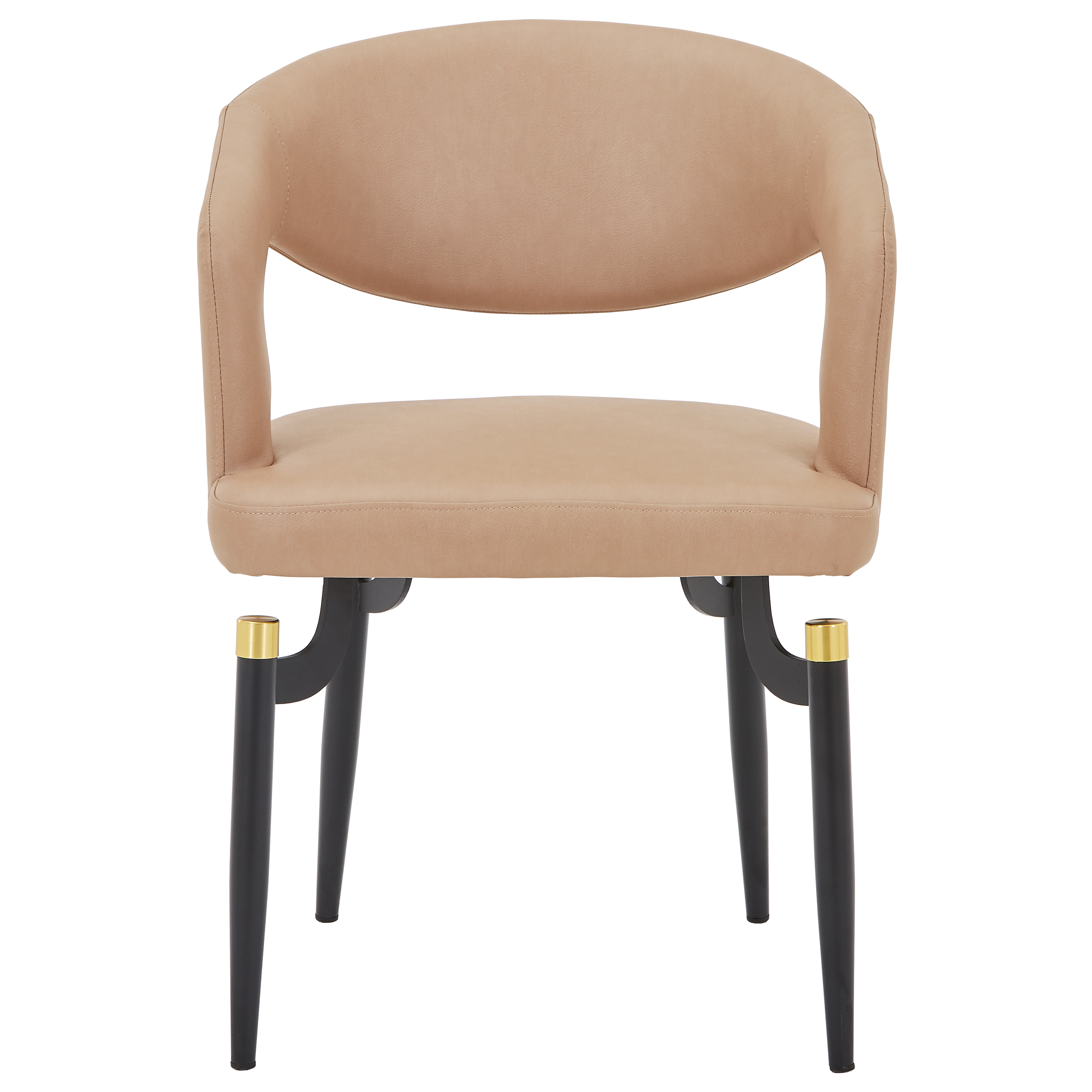 Entice Leather Dining Chair with Curved Open Back and Iron Legs