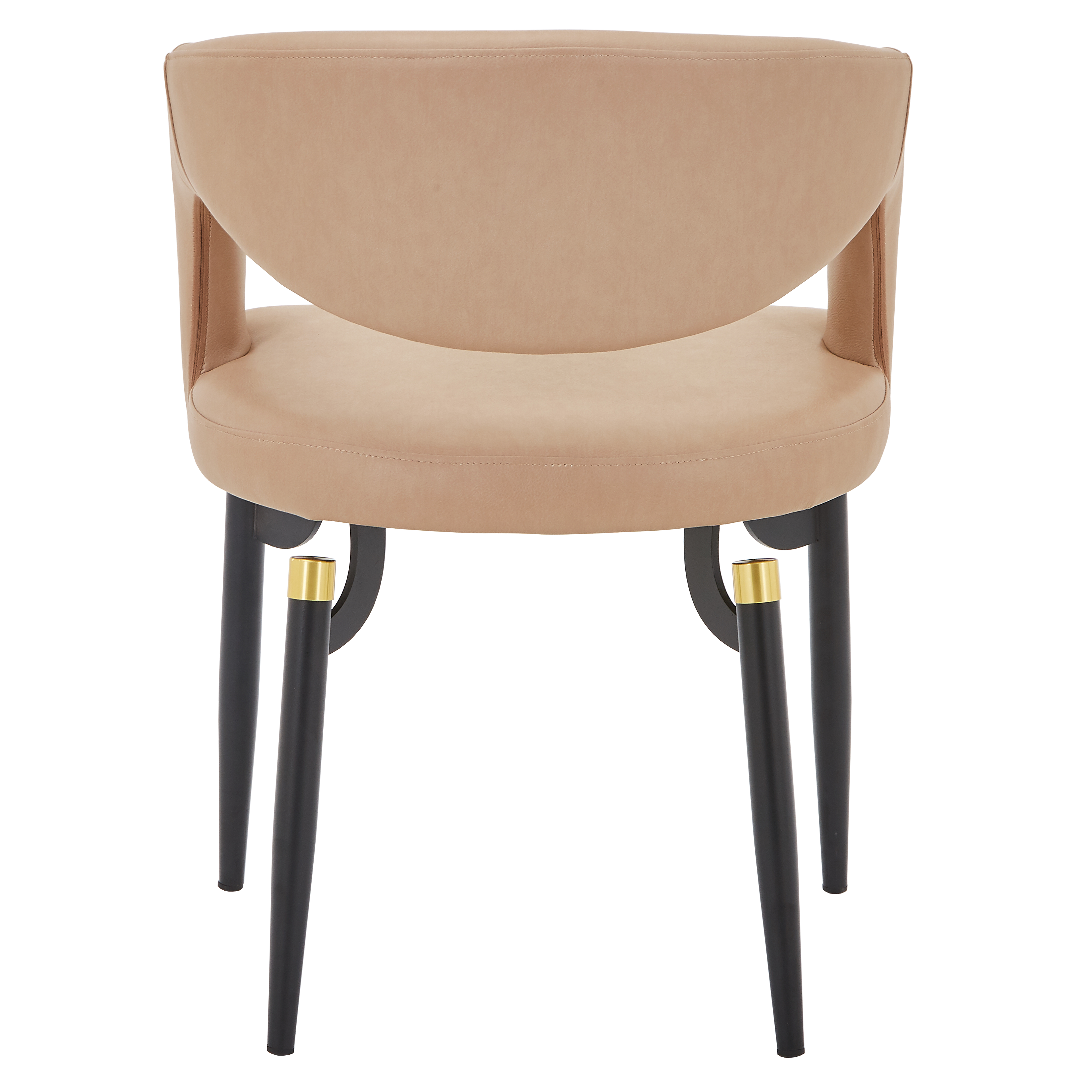 Entice Leather Dining Chair with Curved Open Back and Iron Legs