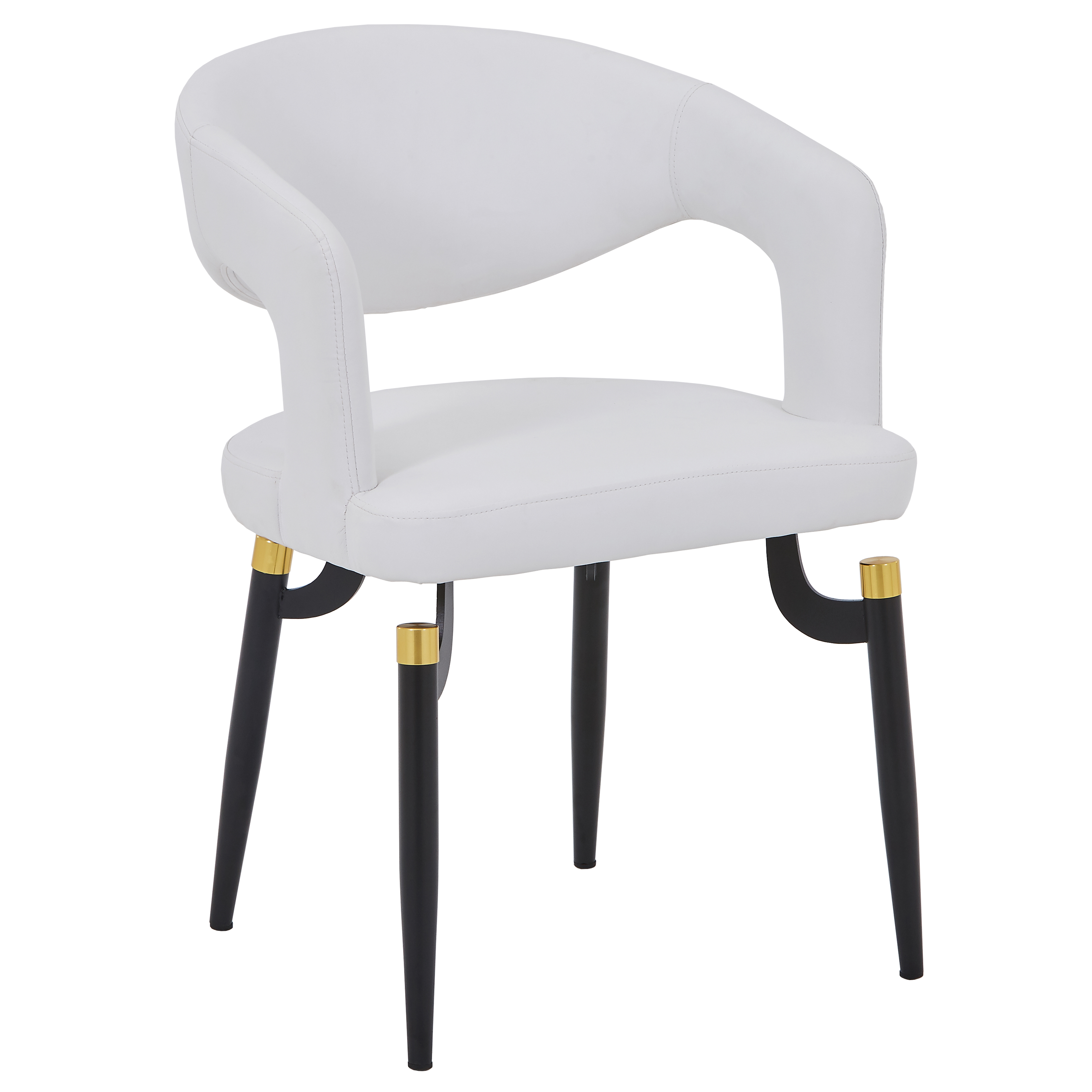 Entice Leather Dining Chair with Curved Open Back and Iron Legs