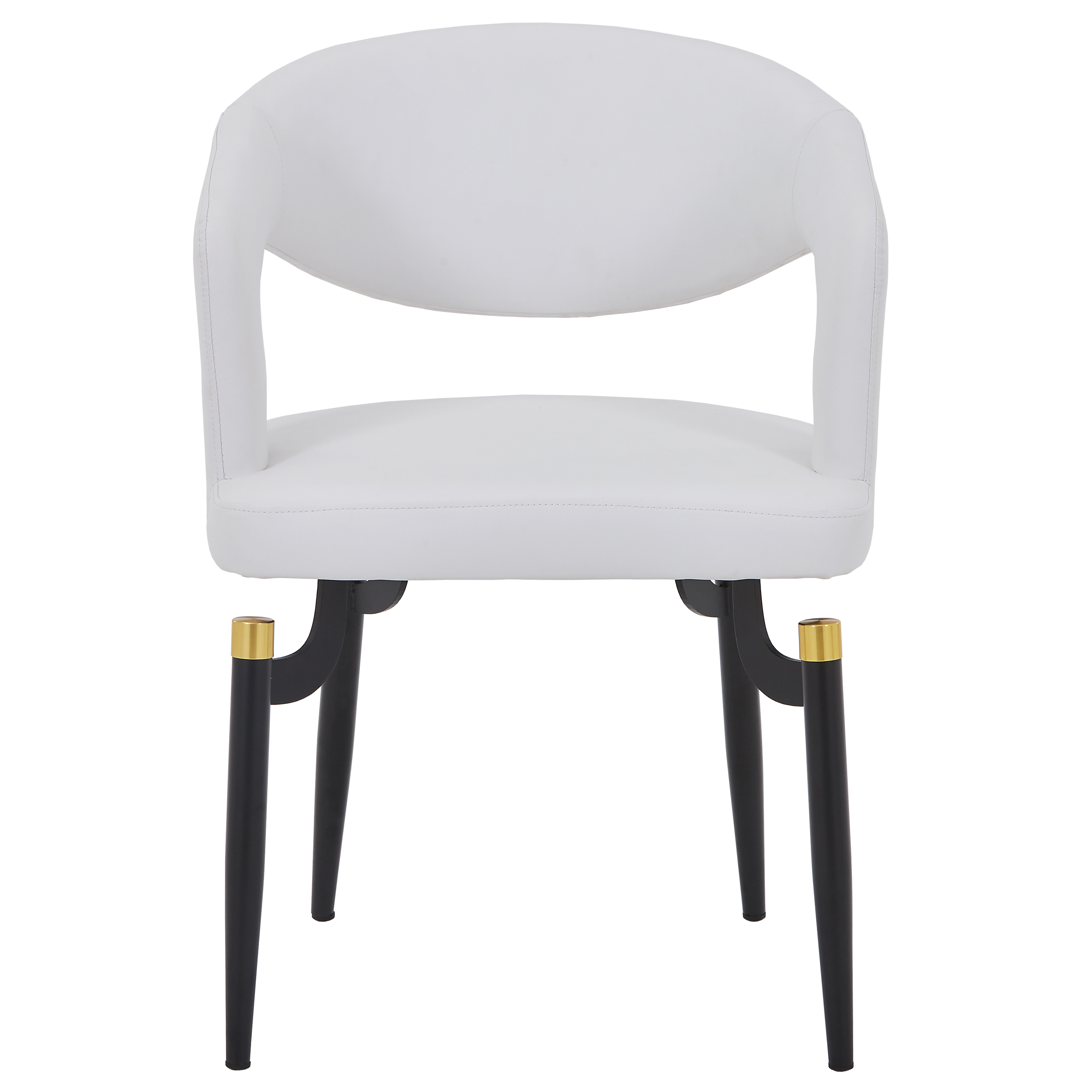 Entice Leather Dining Chair with Curved Open Back and Iron Legs