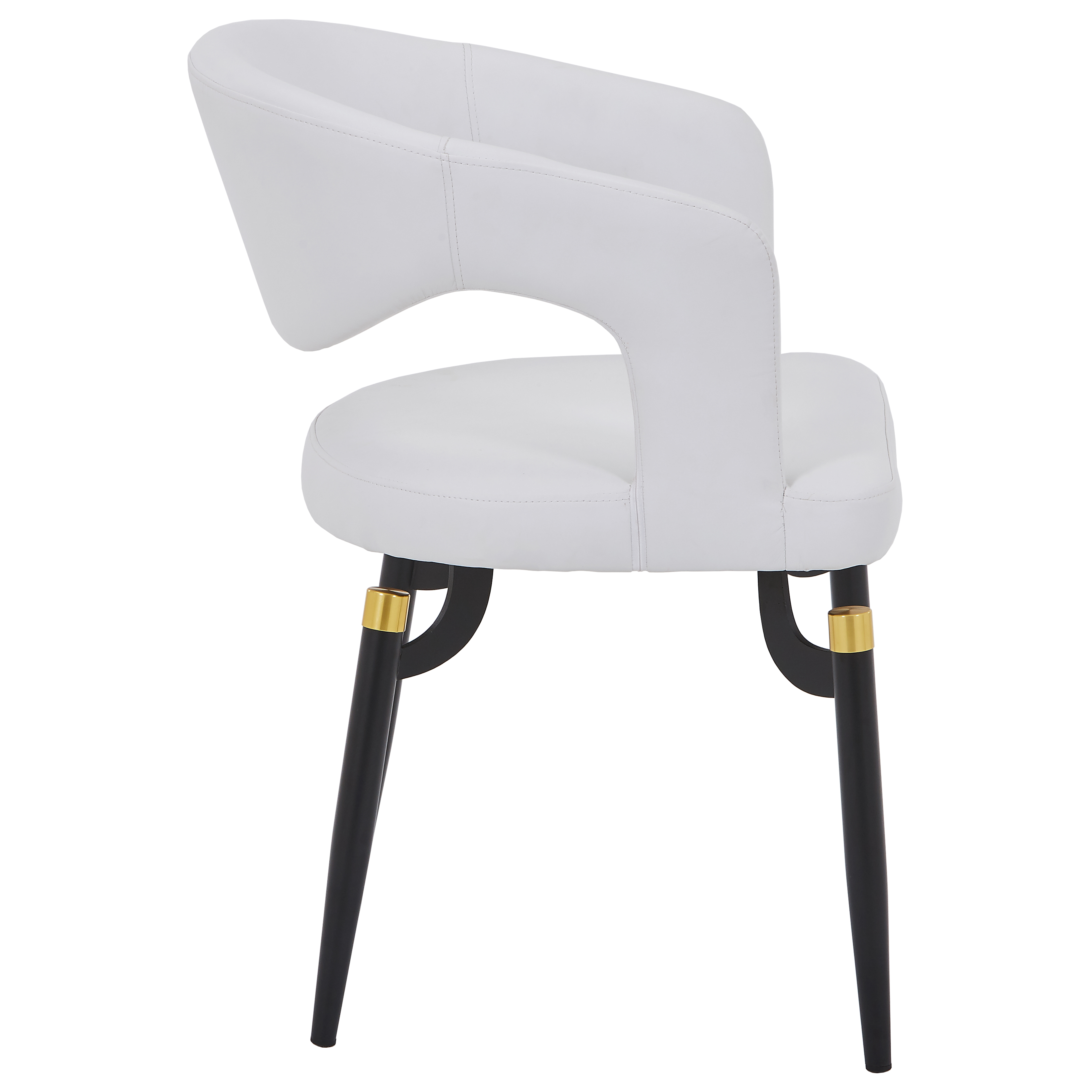 Entice Leather Dining Chair with Curved Open Back and Iron Legs