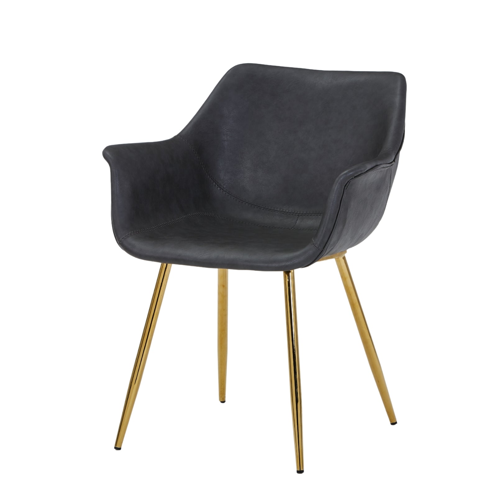Markley Leather Dining Chair with Powder-Coated Iron Legs