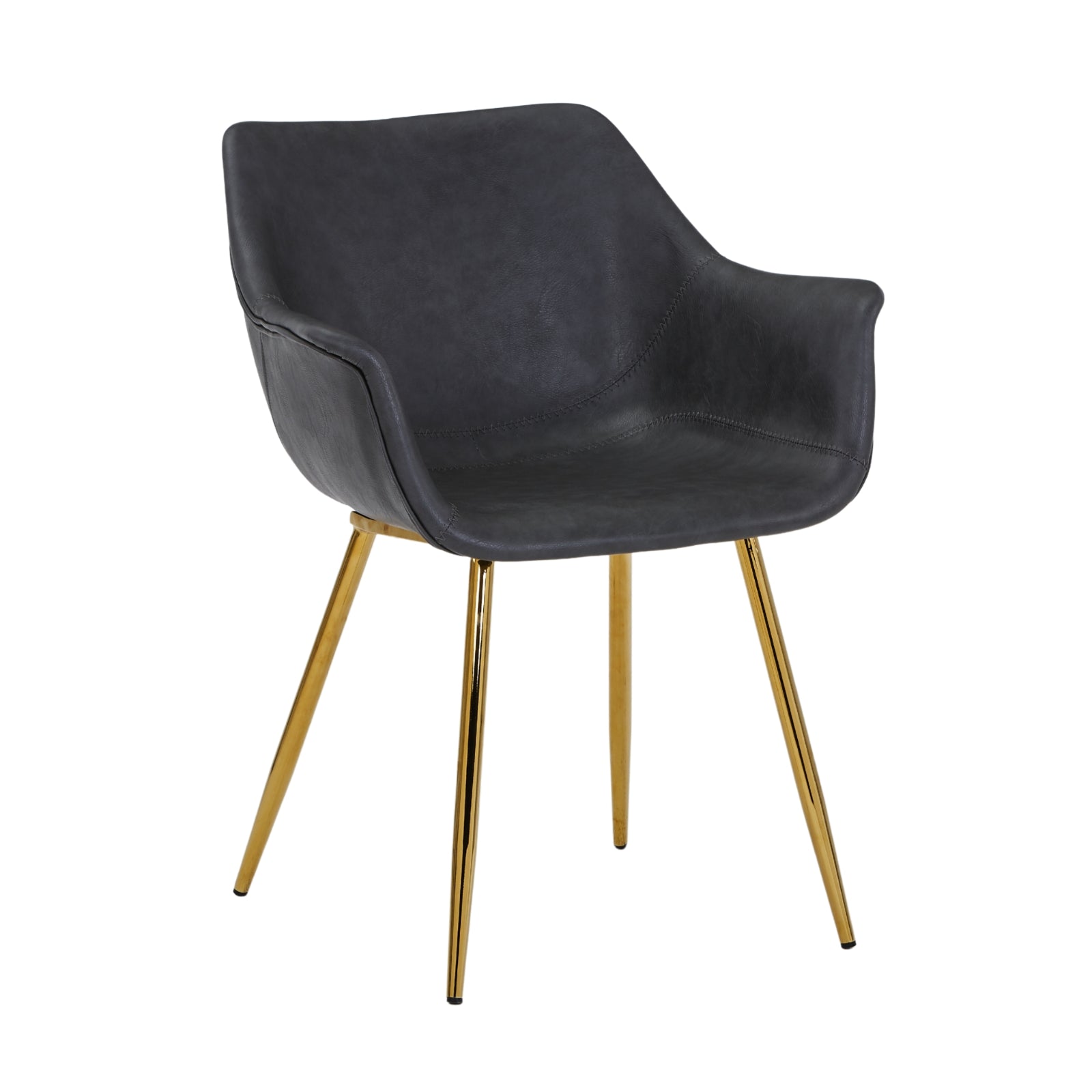 Markley Leather Dining Chair with Powder-Coated Iron Legs