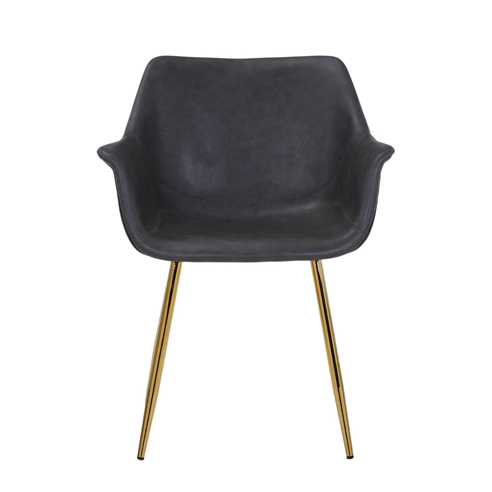 Markley Leather Dining Chair with Powder-Coated Iron Legs