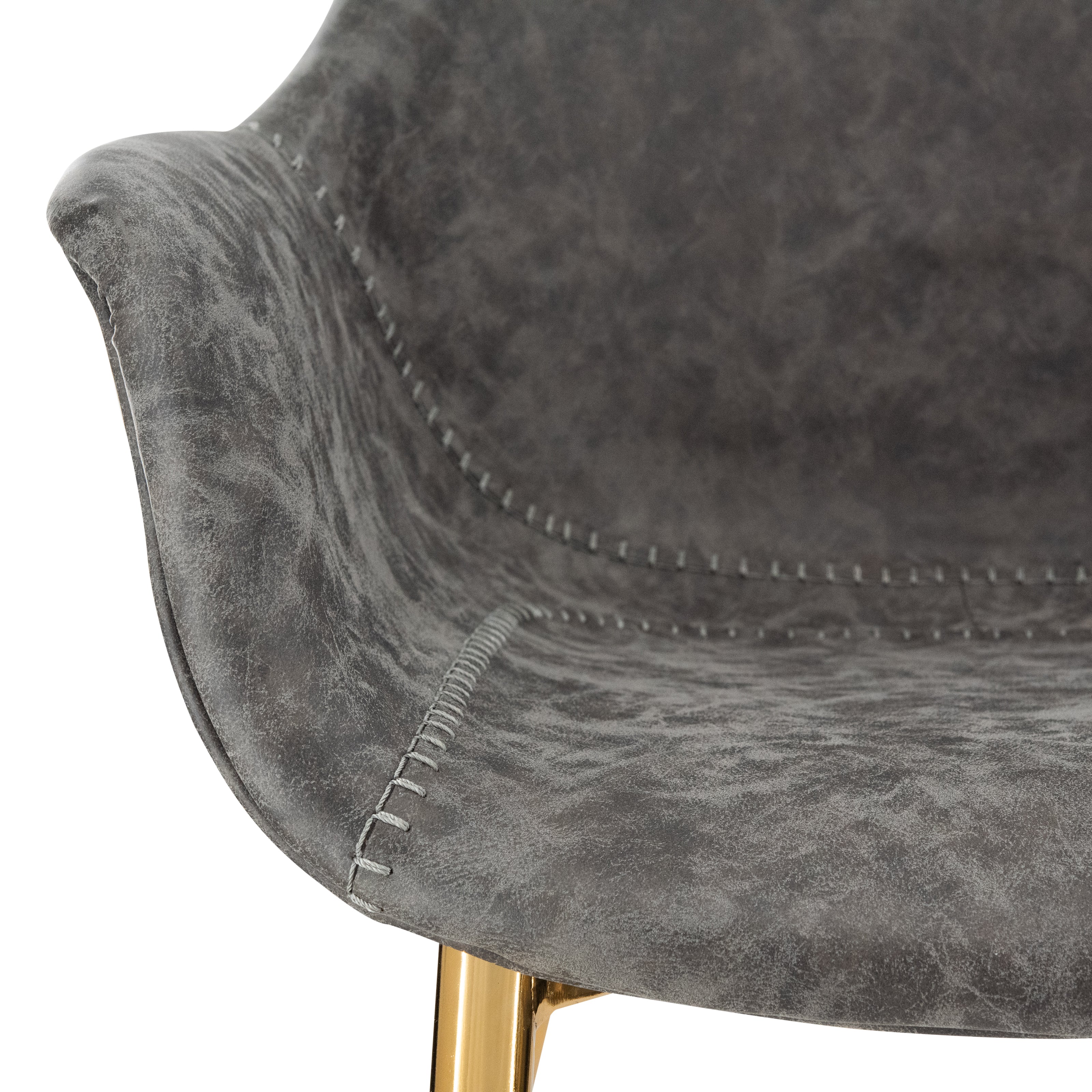 Markley Leather Dining Chair with Powder-Coated Iron Legs