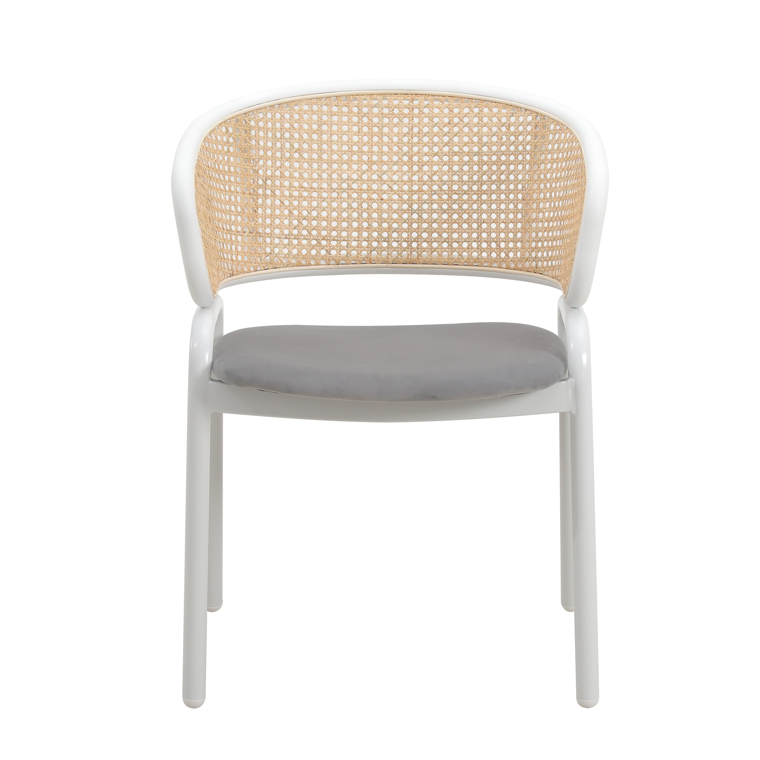 Ervilla Leather Dining Armchair in Black/White Stainless Steel Base With Wicker Back