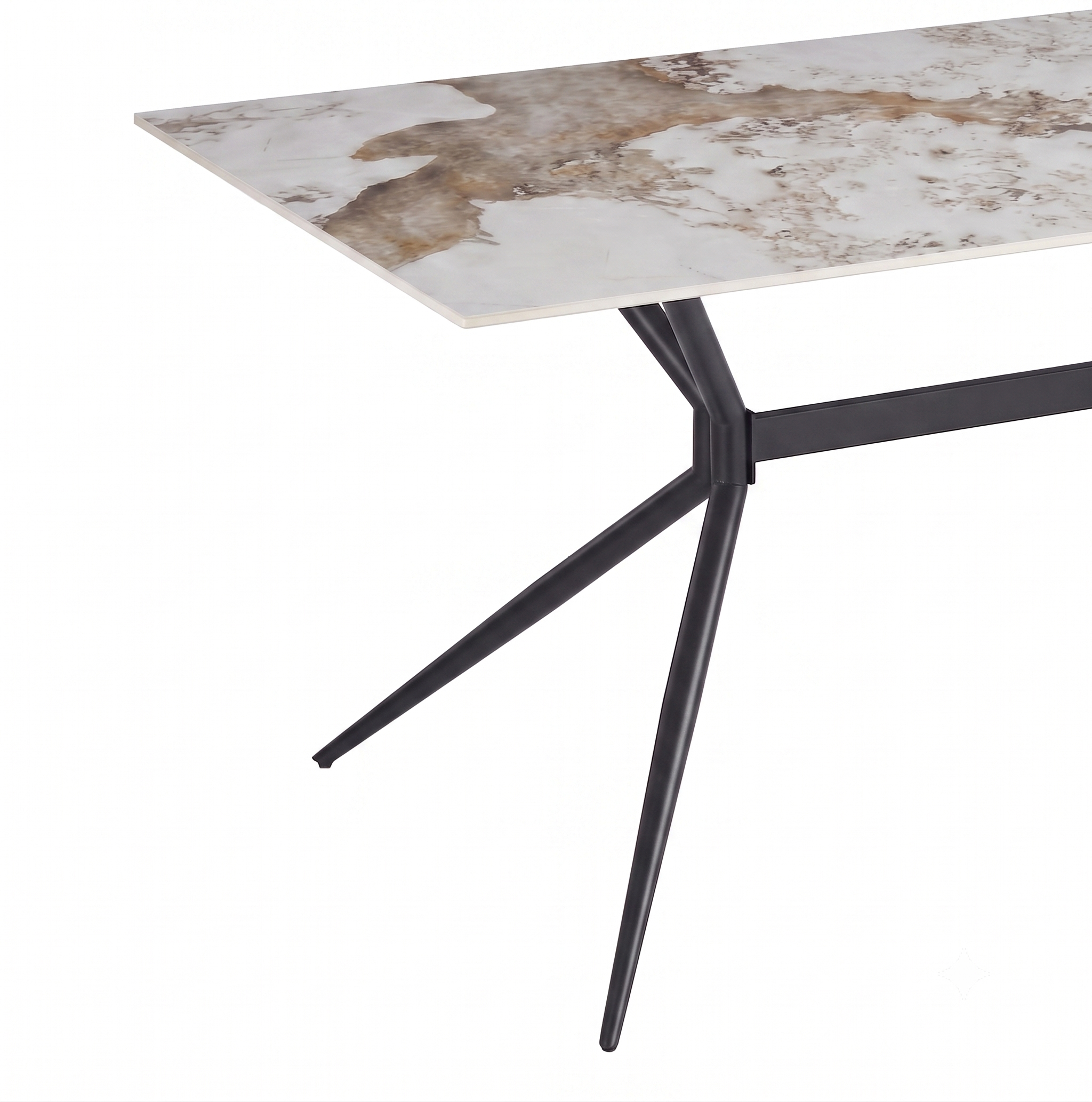 Elega Rectangular Dining Table with Sintered Stone Top and Black Powder Coated Steel Base