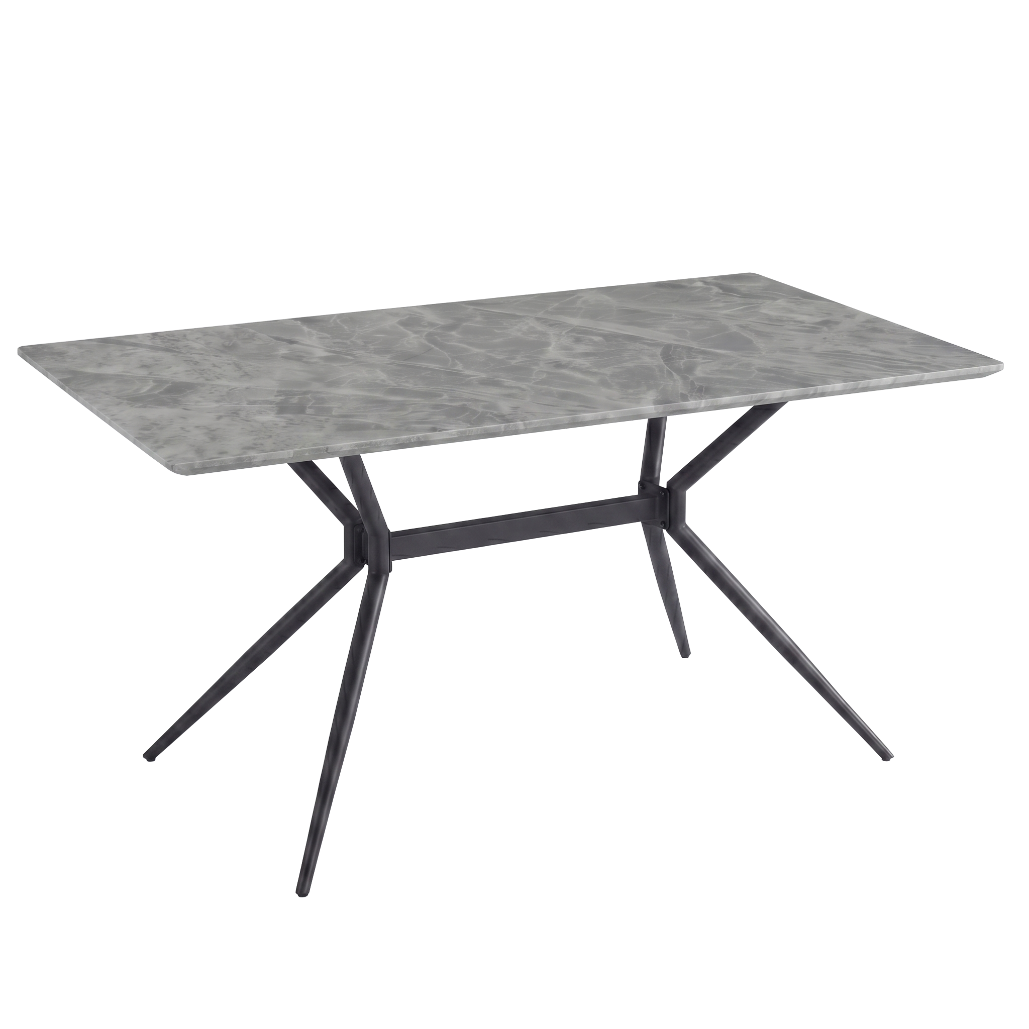 Elega Rectangular Dining Table with Sintered Stone Top and Black Powder Coated Steel Base