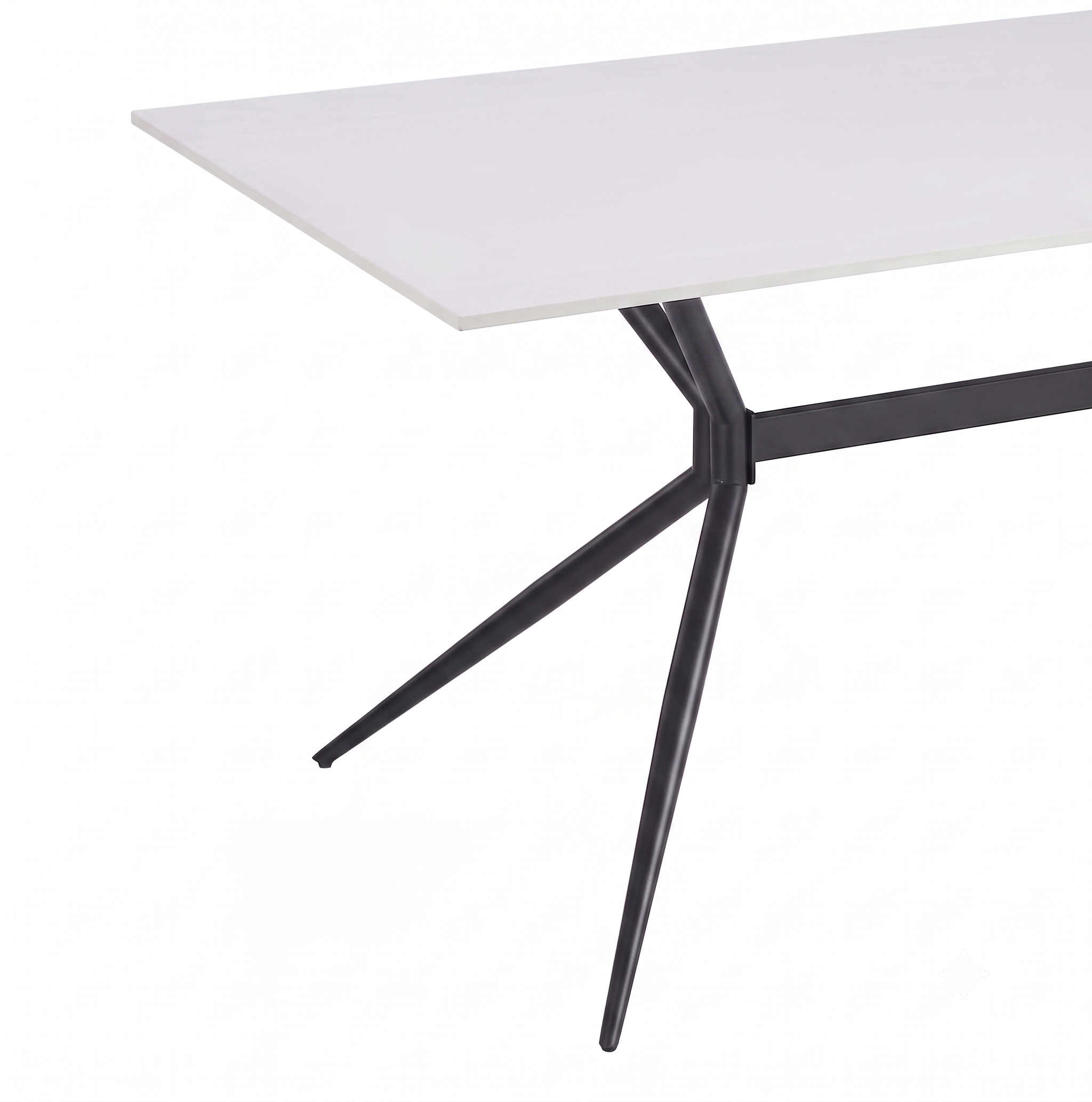Elega Rectangular Dining Table with Sintered Stone Top and Black Powder Coated Steel Base