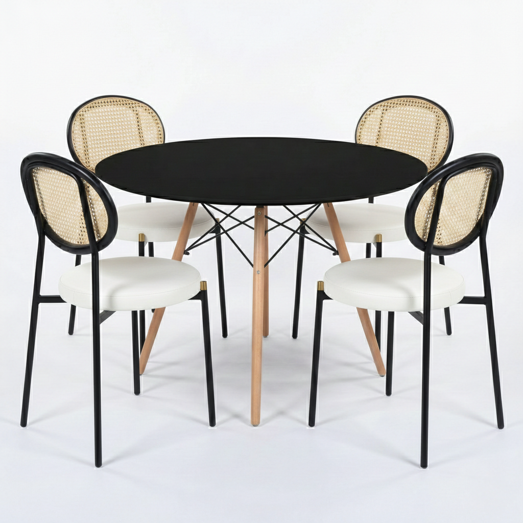 Dover 5-Piece Dining Set with MDF Top Dining Table and 4 Velvet Dining Chairs