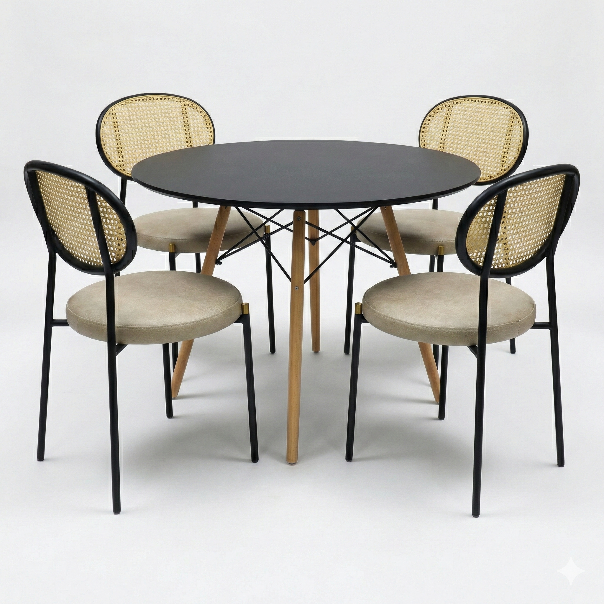 Dover 5-Piece Dining Set with MDF Top Dining Table and 4 Velvet Dining Chairs